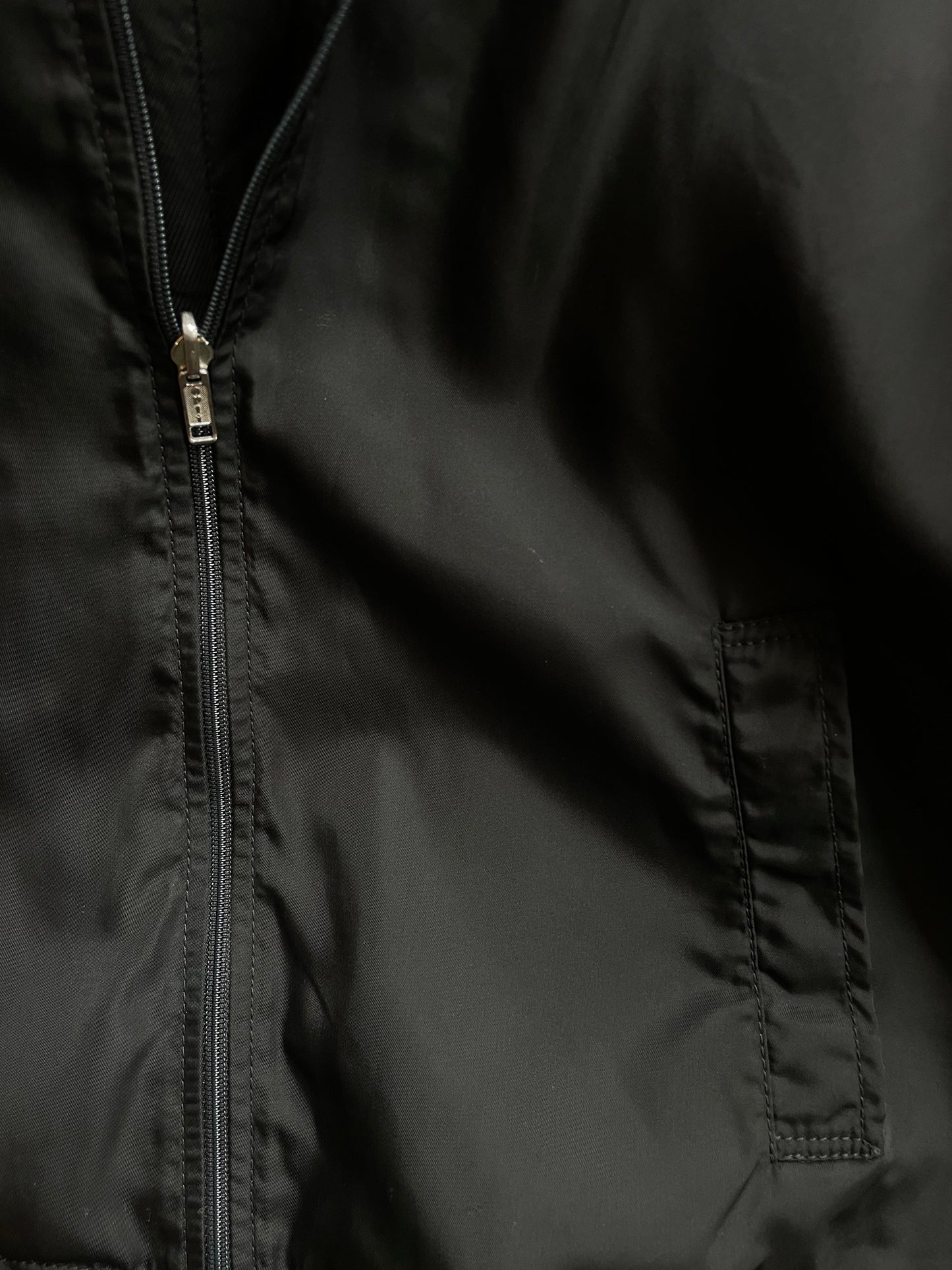 Prada 2000's black hooded sleeveless nylon jacket