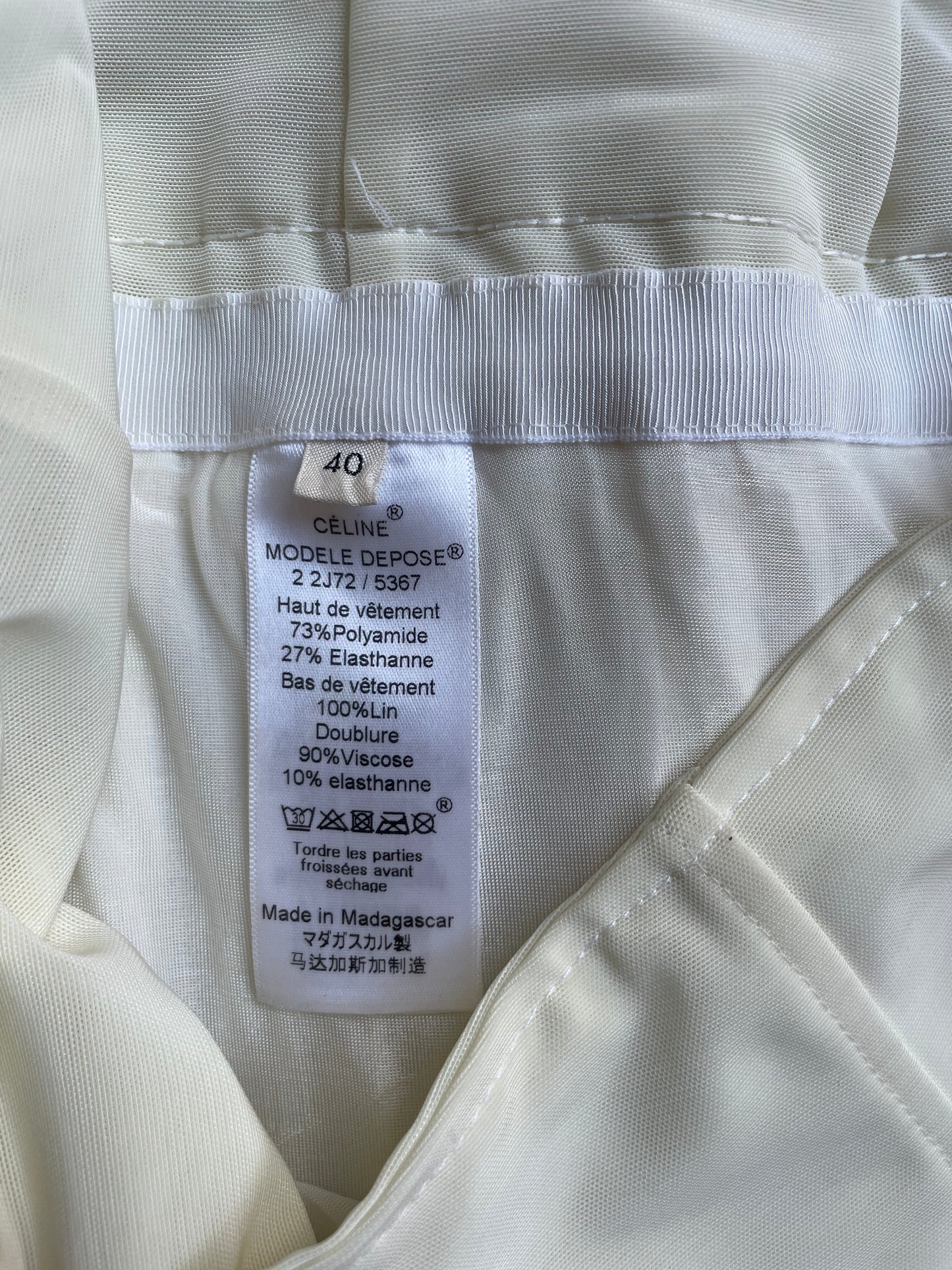 Céline 2010's white pleated linen skirt with wide waistband