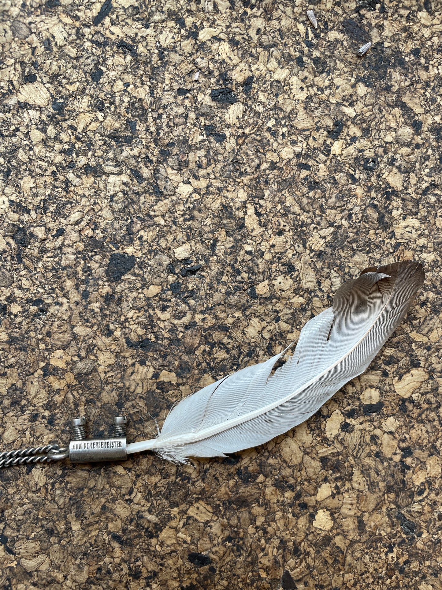 Ann Demeulemeester 2007-2008 silver necklace with feather pendant