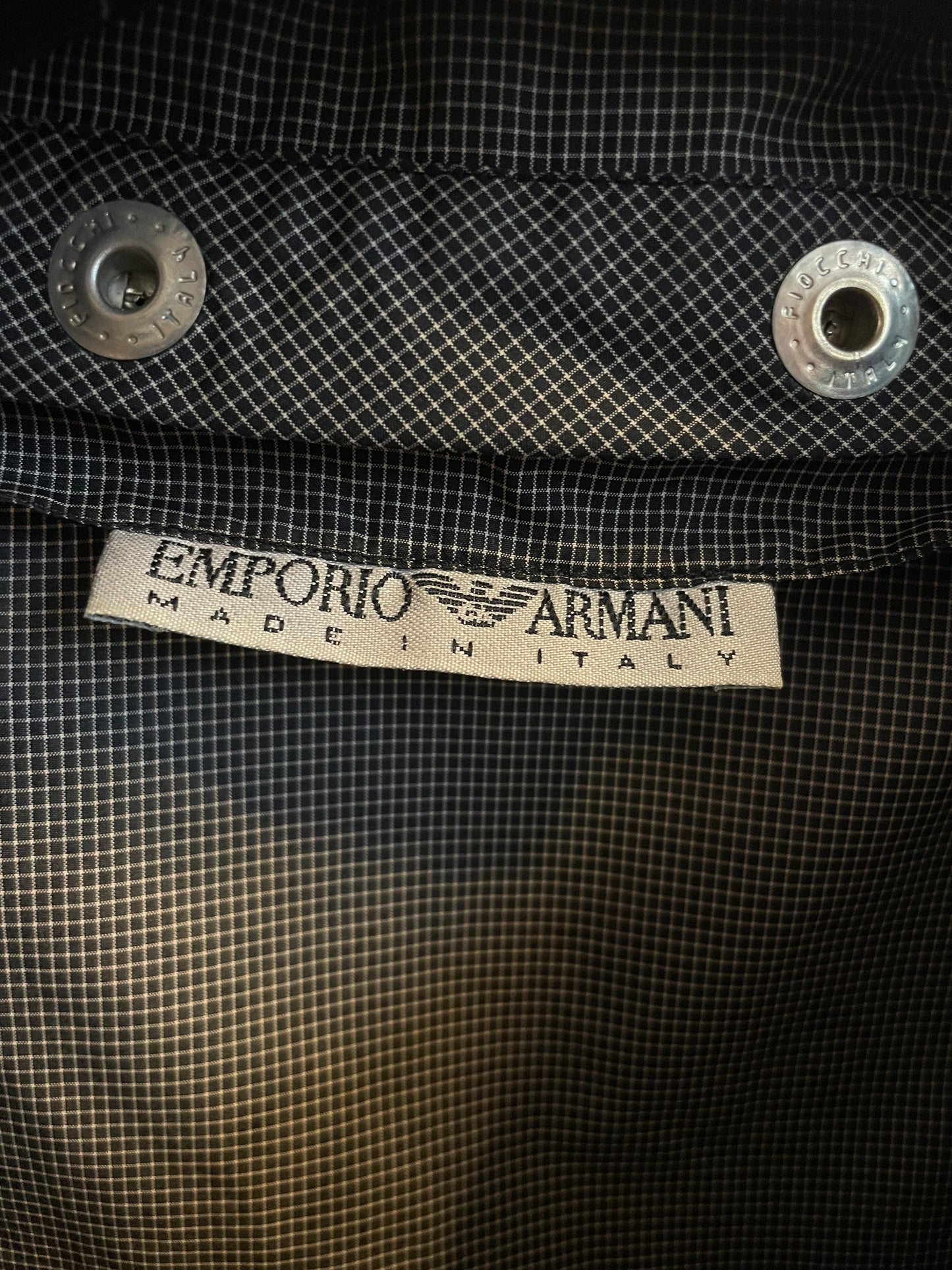 Emporio Armani 90's nylon grey rain jacket with removable collar and hood