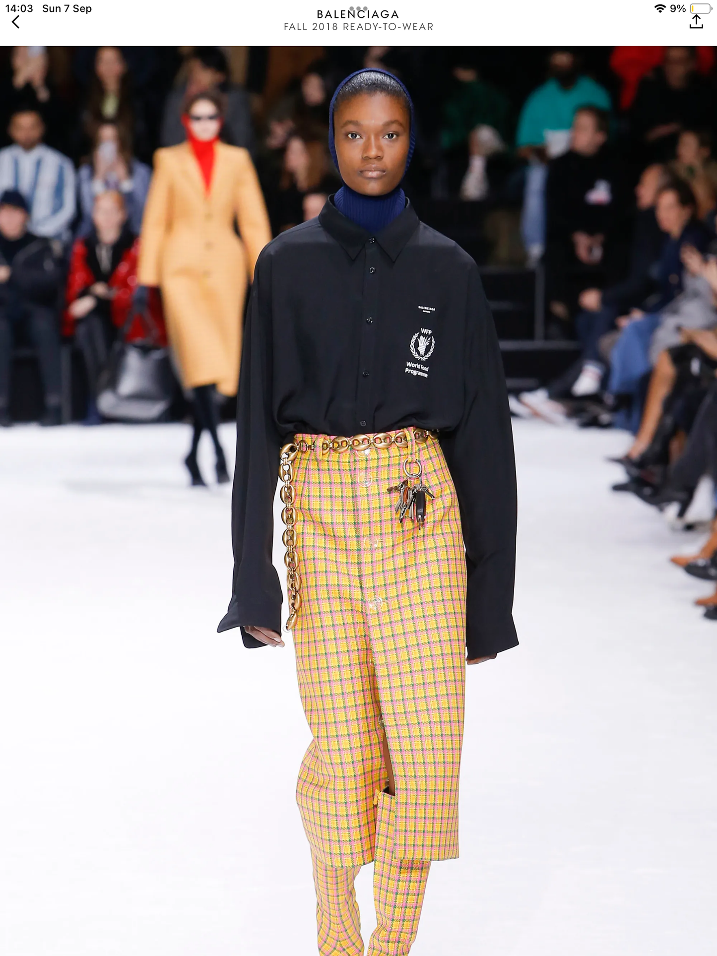 Balenciaga Fall 2018 checkered yellow pink and green cloth boots size 37