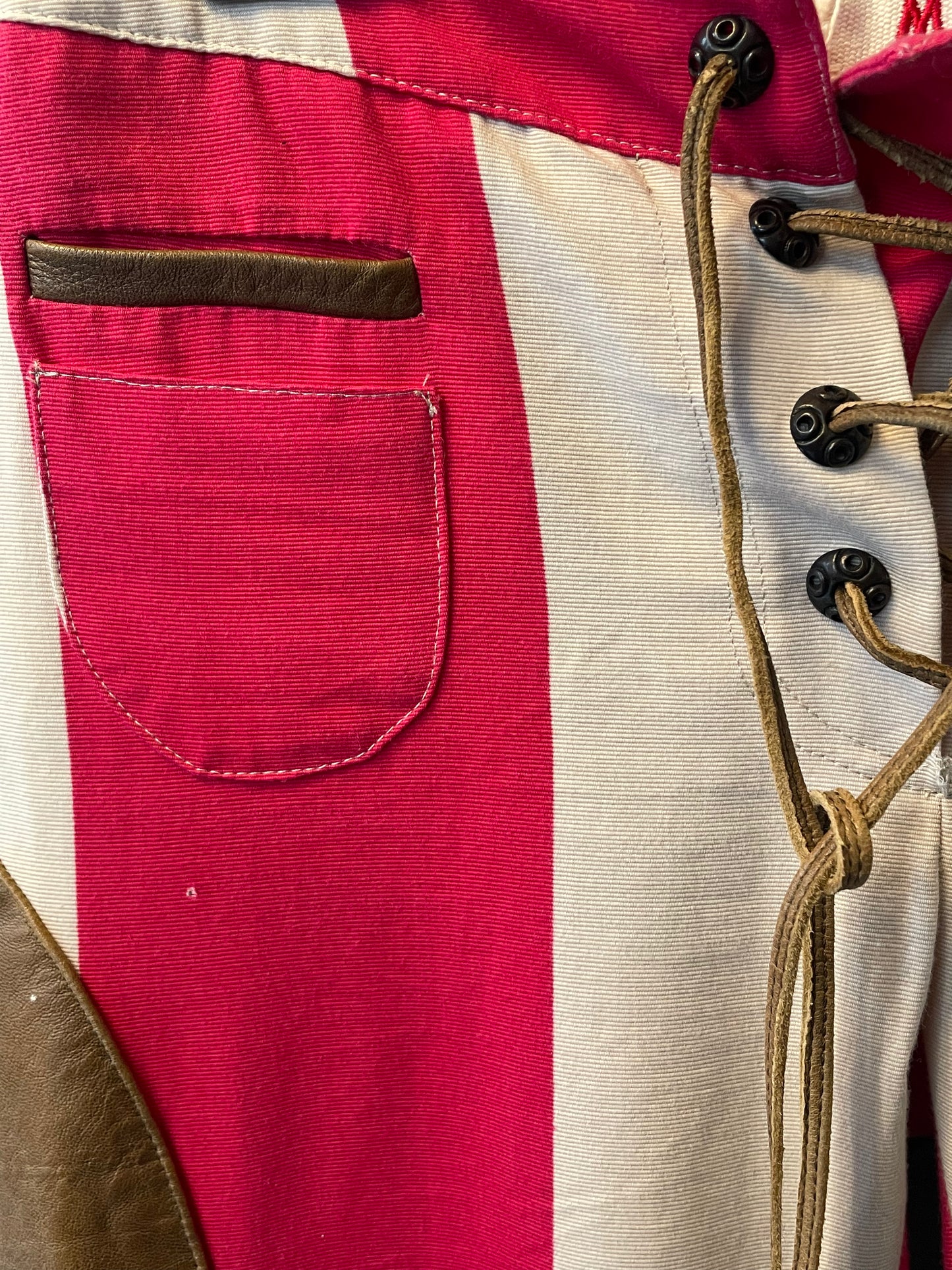 Marni 2000's low waist striped cotton and leather trousers