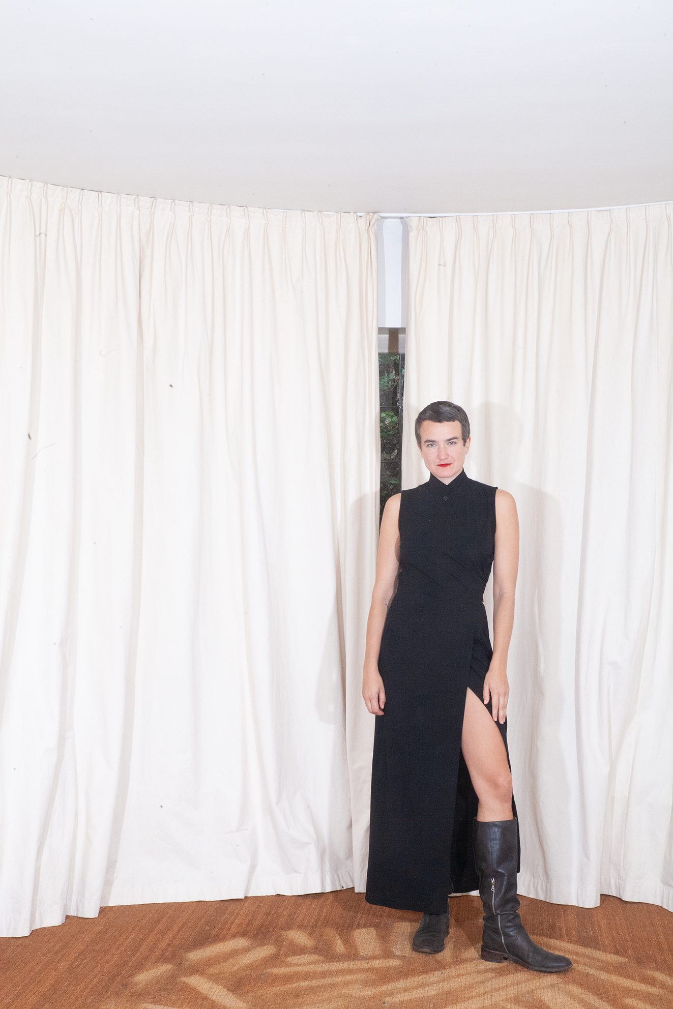 Dries van Noten 90's wool black wrap dress