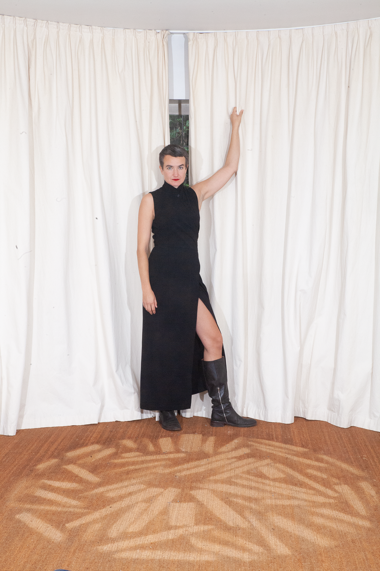 Dries van Noten 90's wool black wrap dress