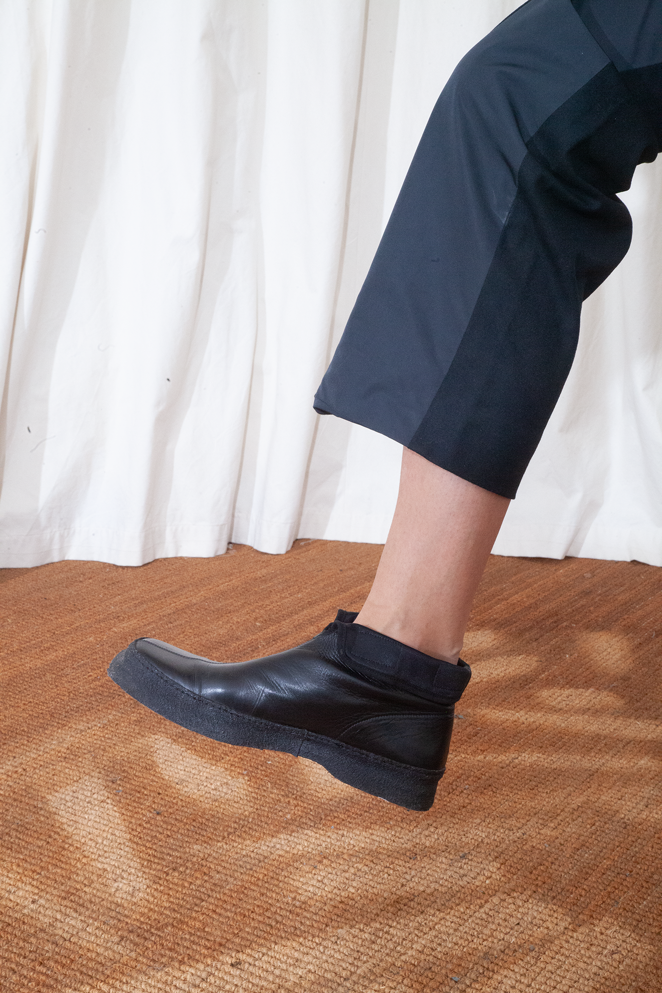 Jil Sander 90's leather future desert ankle boots with nylon and velcro flap