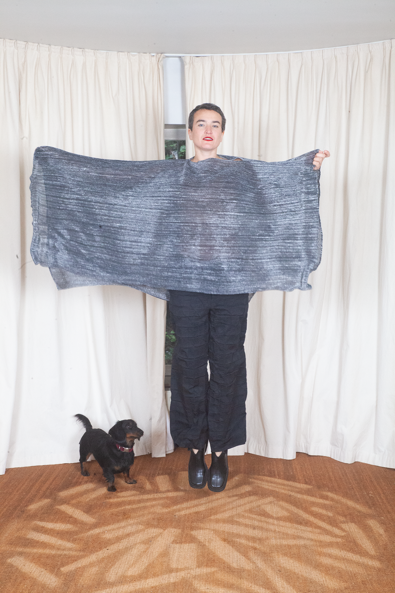 Issey Miyake 2000's pleats please silver poncho