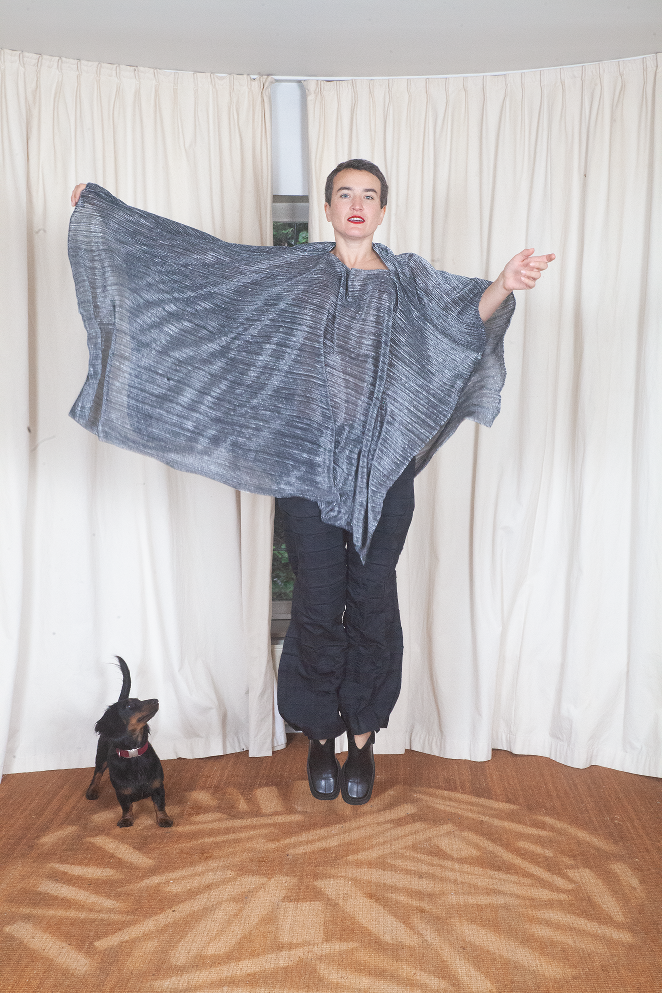 Issey Miyake 2000's pleats please silver poncho