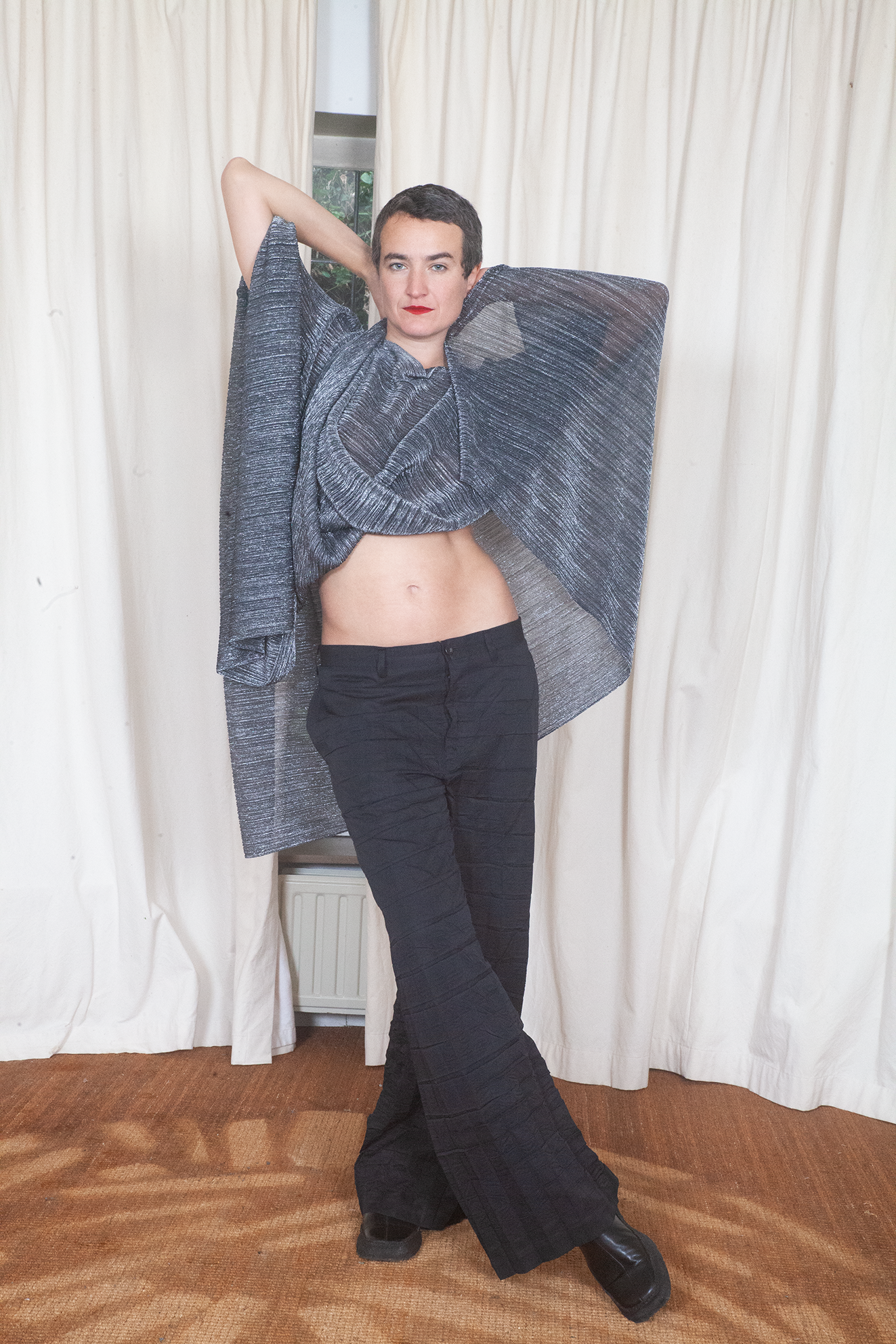 Issey Miyake 2000's pleats please silver poncho