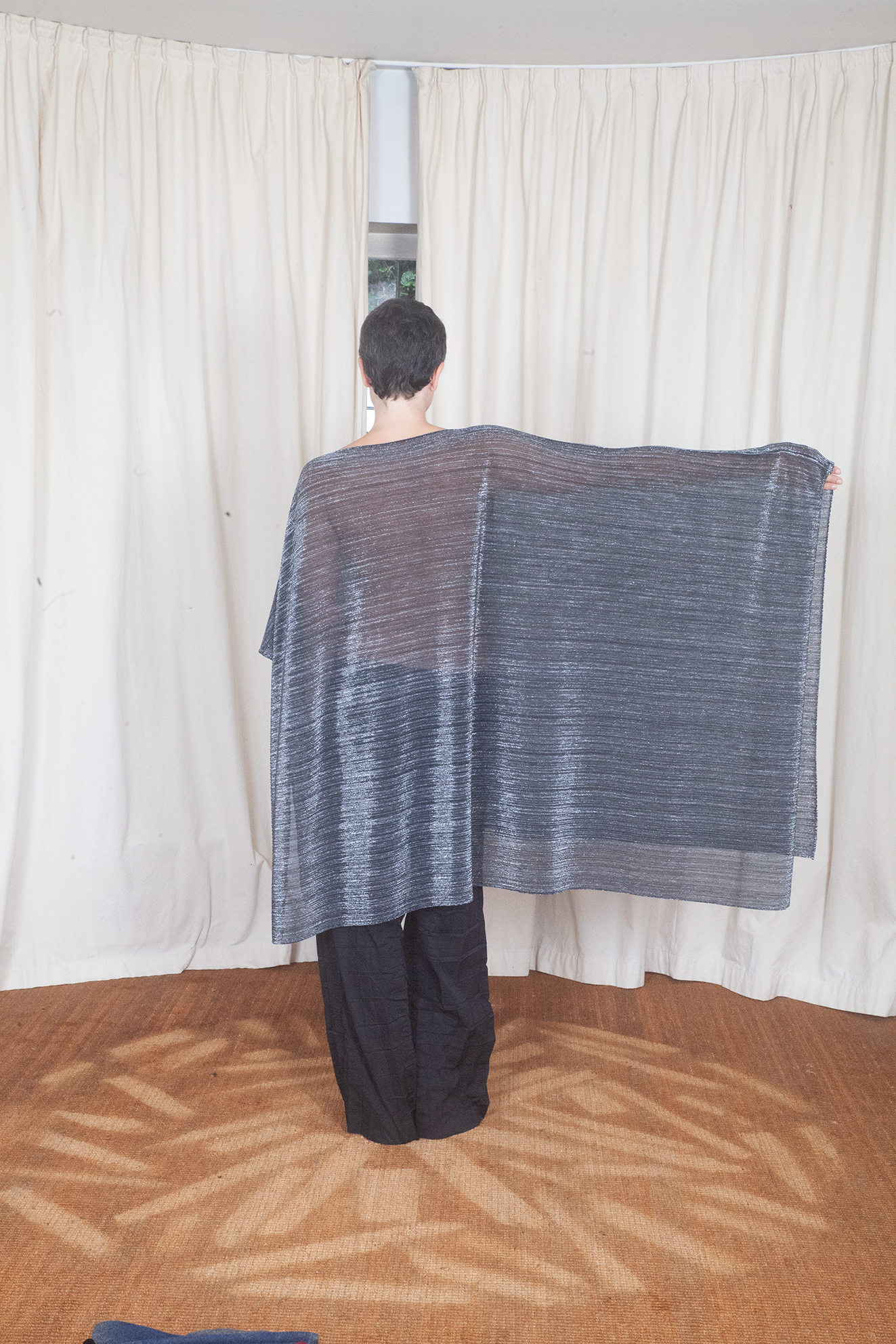 Issey Miyake 2000's pleats please silver poncho