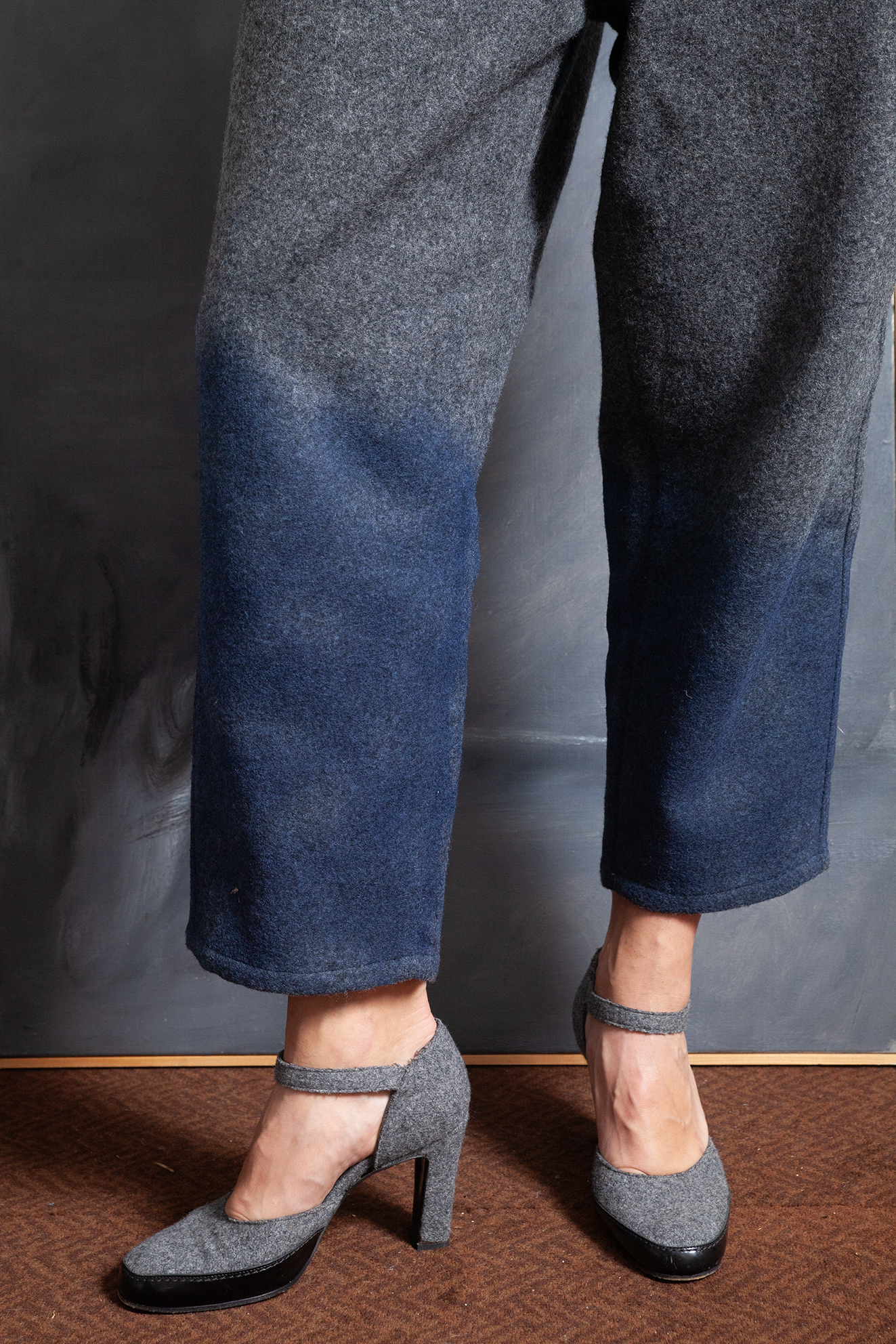 Jil Sander grey felt pumps with ankle strap size 37,5