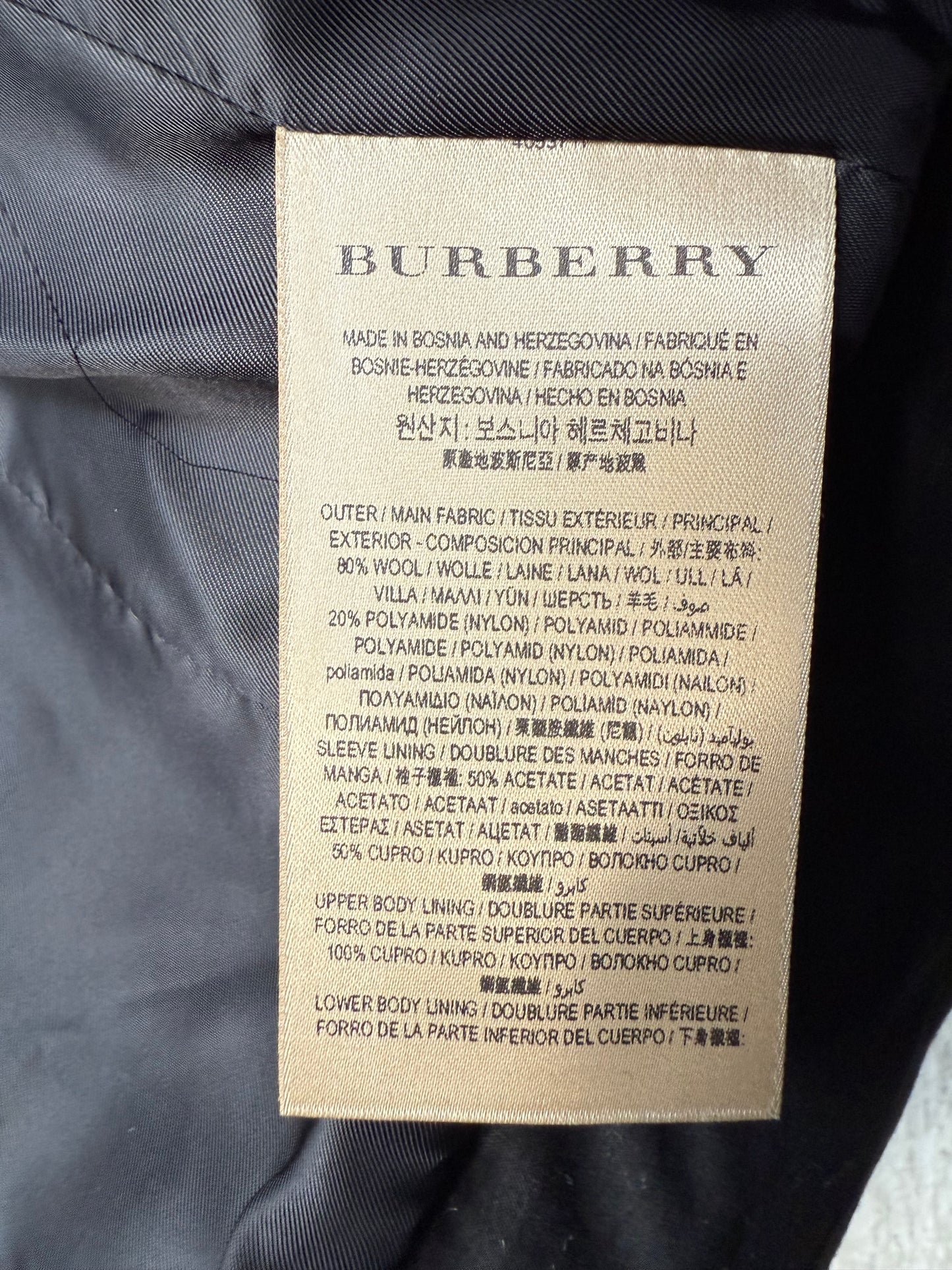 Burberrry 2020's wool dark blue military jacket