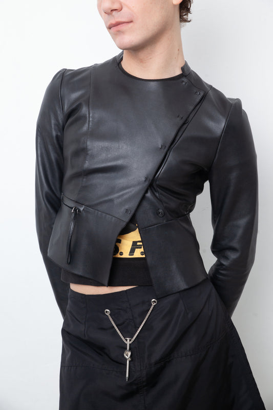 Prada Linea Rossa 2009 fitted black leather jacket