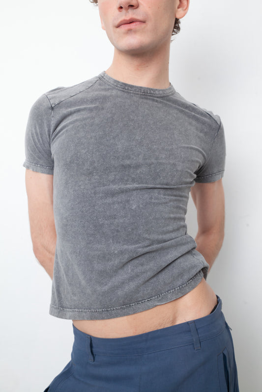 Margiela late 90's white label washed out grey cotton shirt