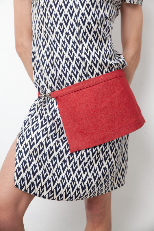 Helmut Lang 1997 red denim apron belt