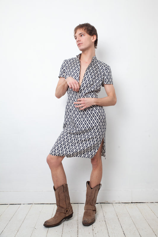 Valentino 1970's silk graphic print dress
