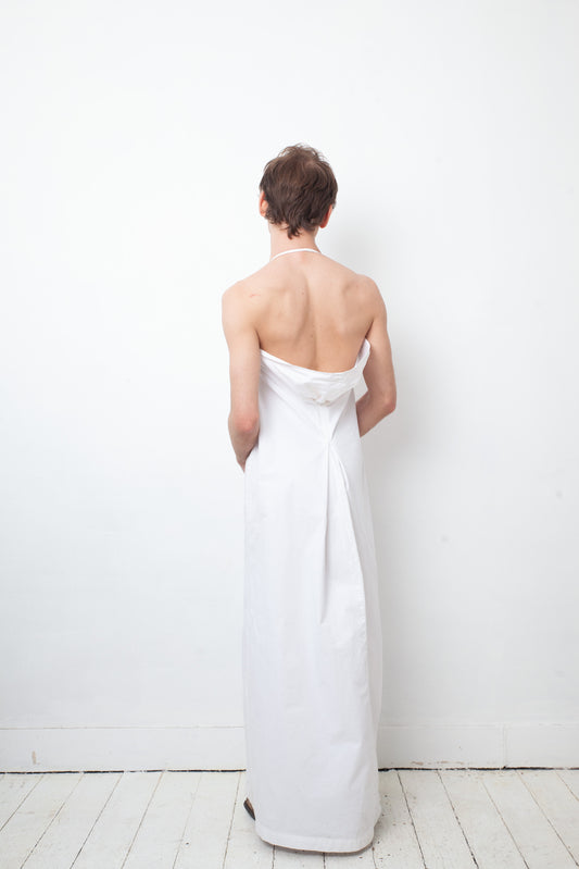 Dries van Noten early 2000's white cotton dress with plunged back
