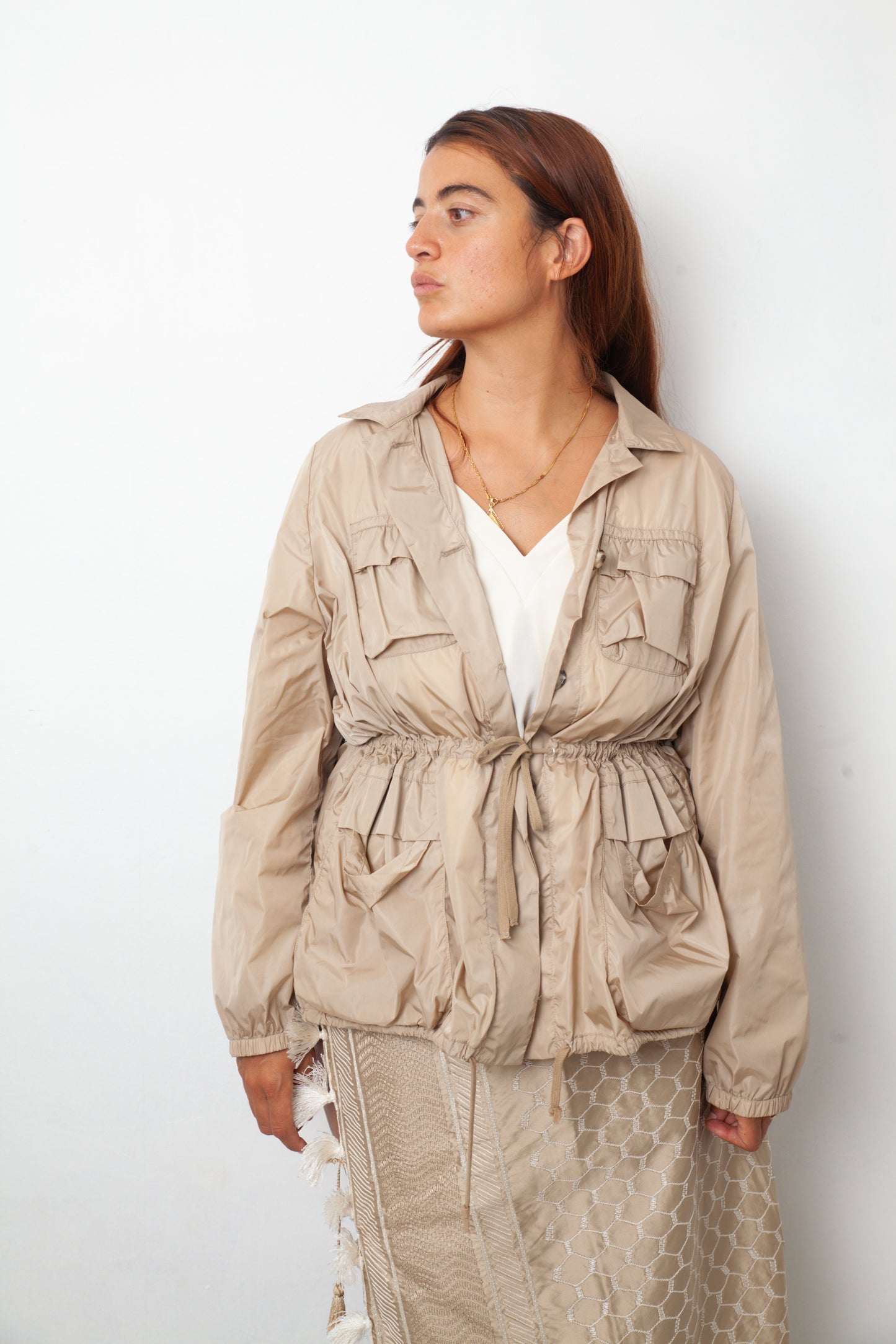 Prada 2006 beige nylon multipocket jacket.
