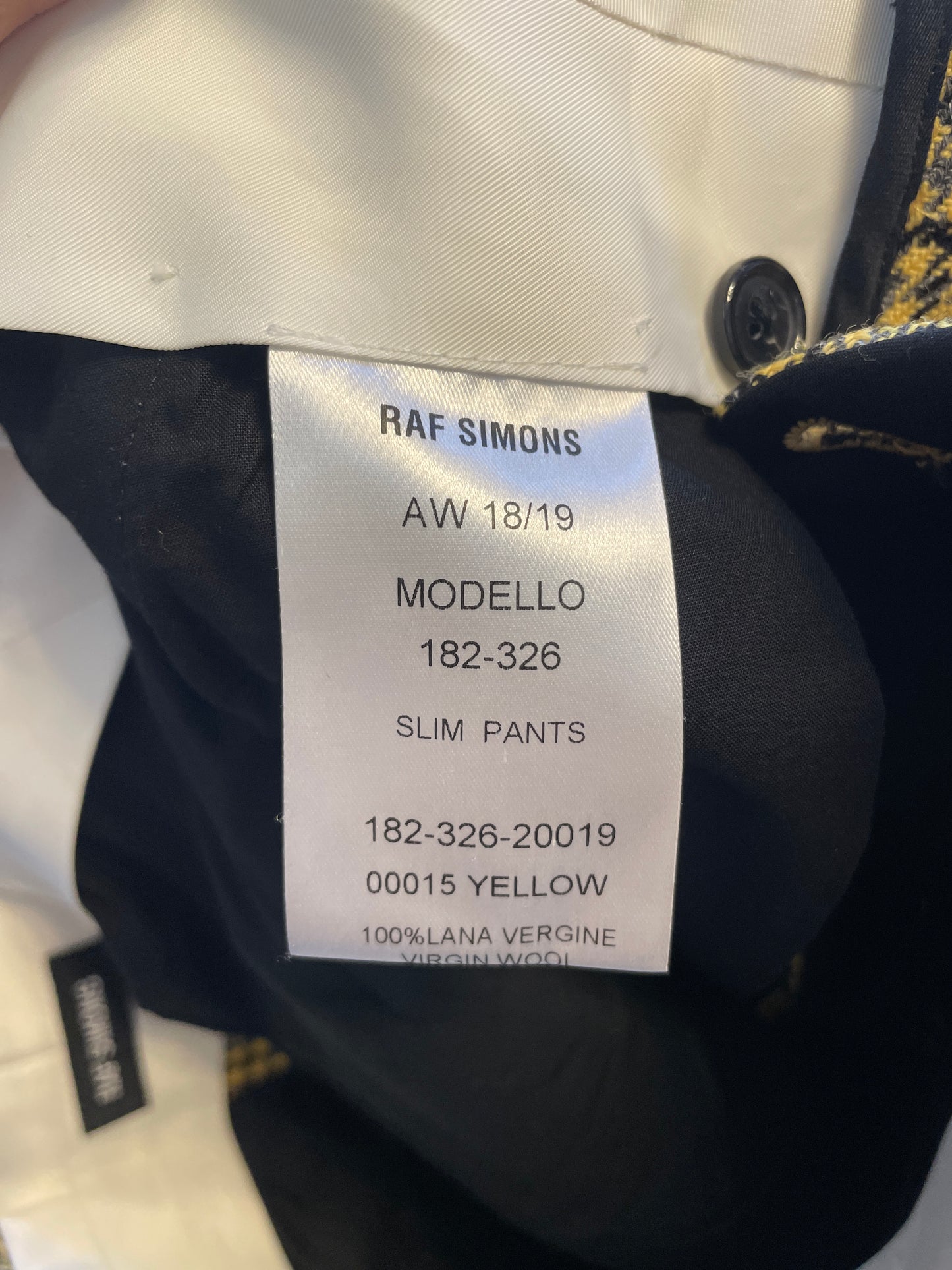 Raf Simons FW 2018 yellow checkered wool pantsuit