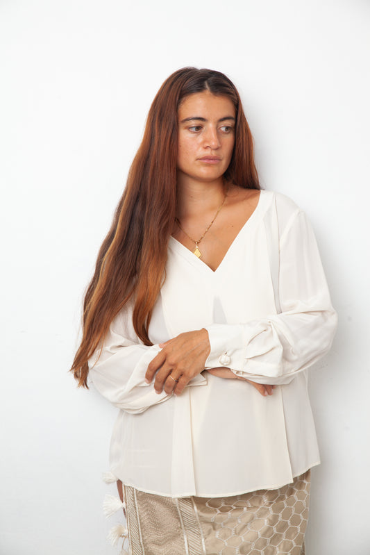 Gianfranco Ferre 90's silk cream blouse