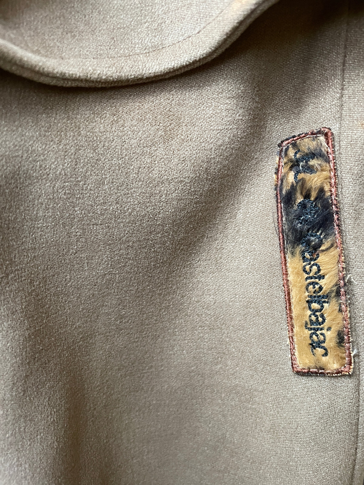 Jean Charles de Castelbajac 90's velvet beige maxi skirt with leopard lining