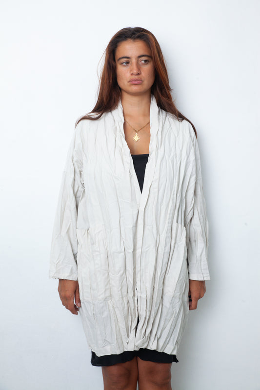Plantation Isssey Miyake 90's wrinkled eggshell white jacket