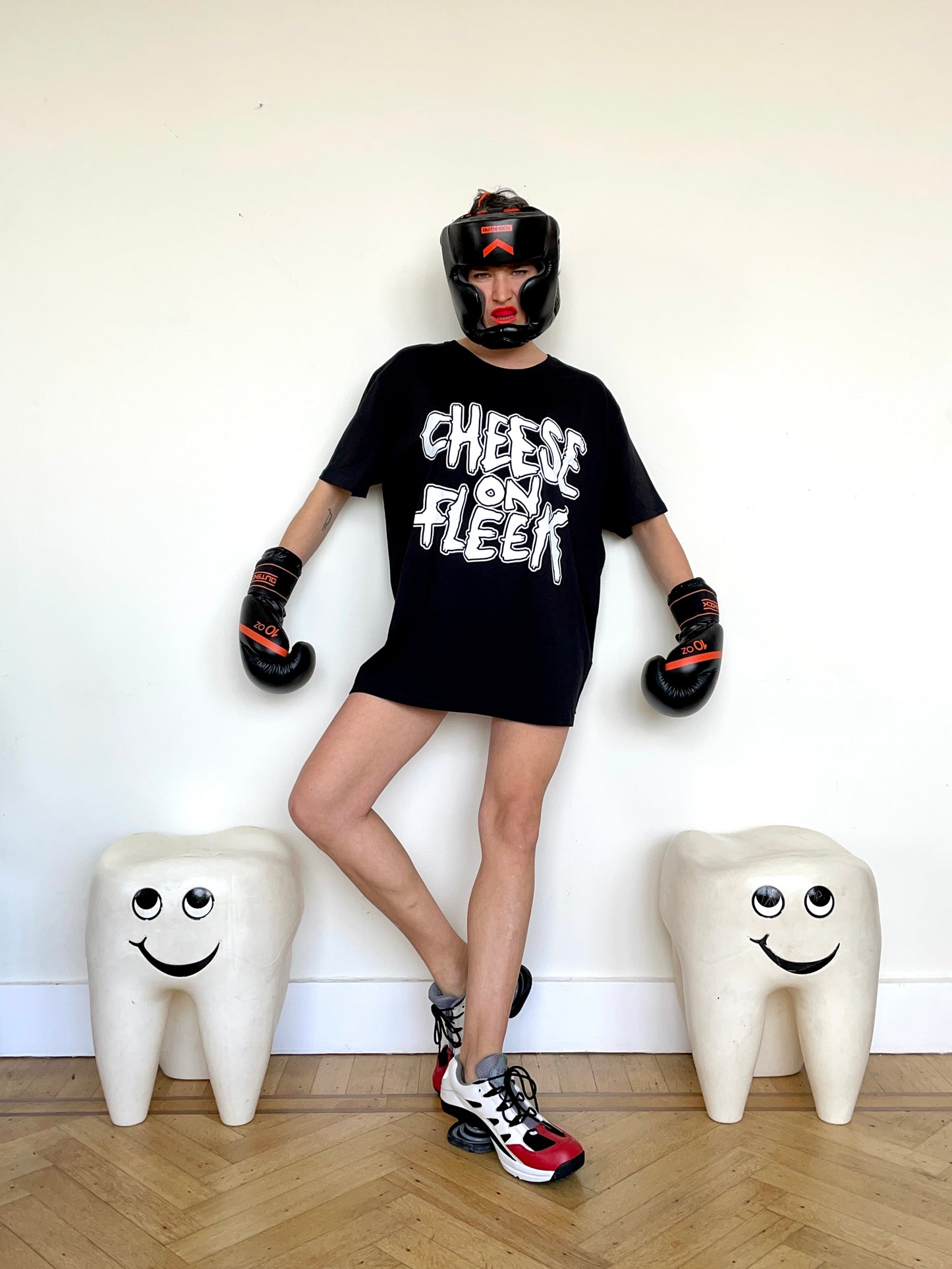 Jean-Paul Lespagnard "Cheese on Fleek" black cotton oversize t-shirt