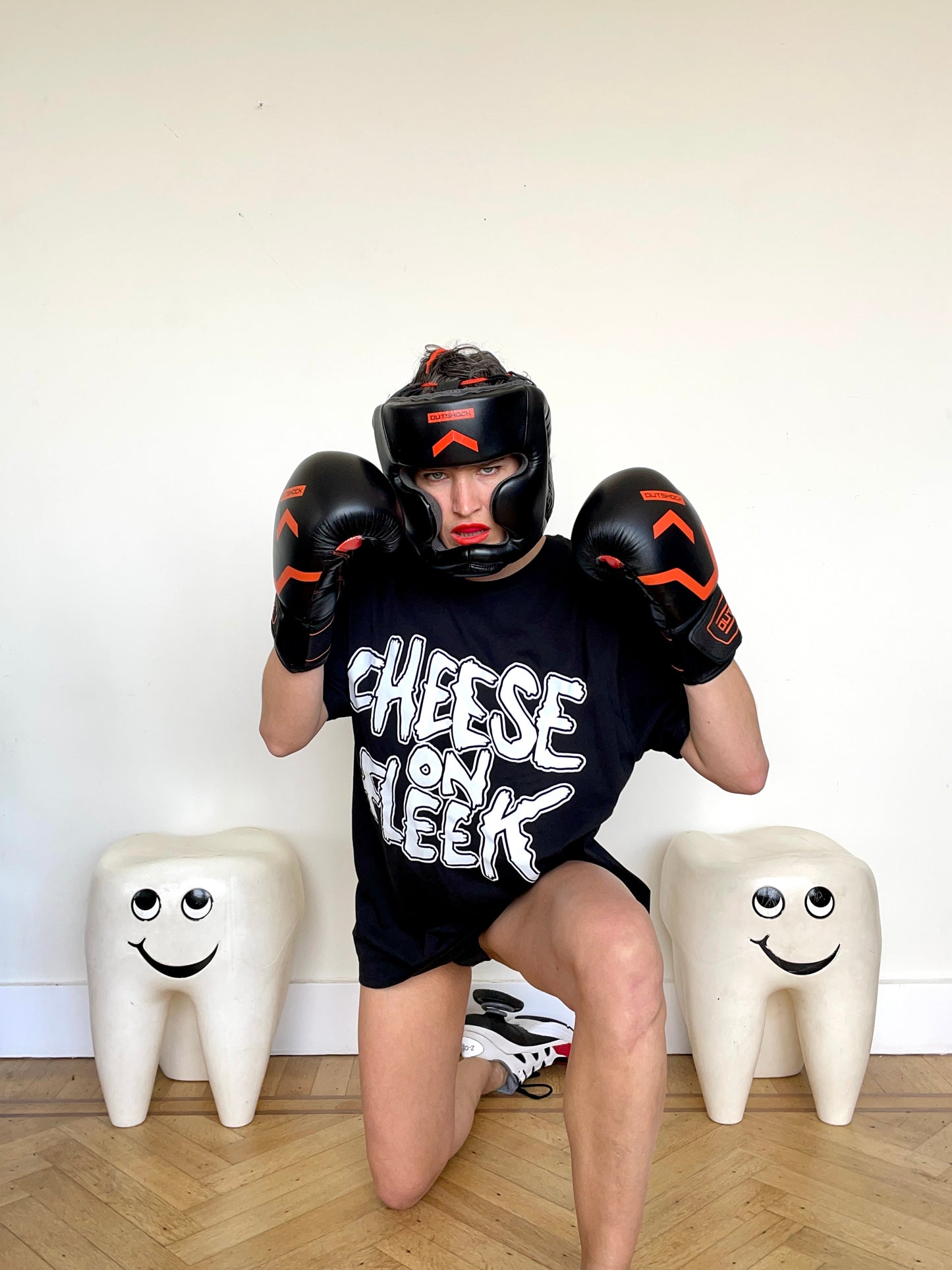 Jean-Paul Lespagnard "Cheese on Fleek" black cotton oversize t-shirt