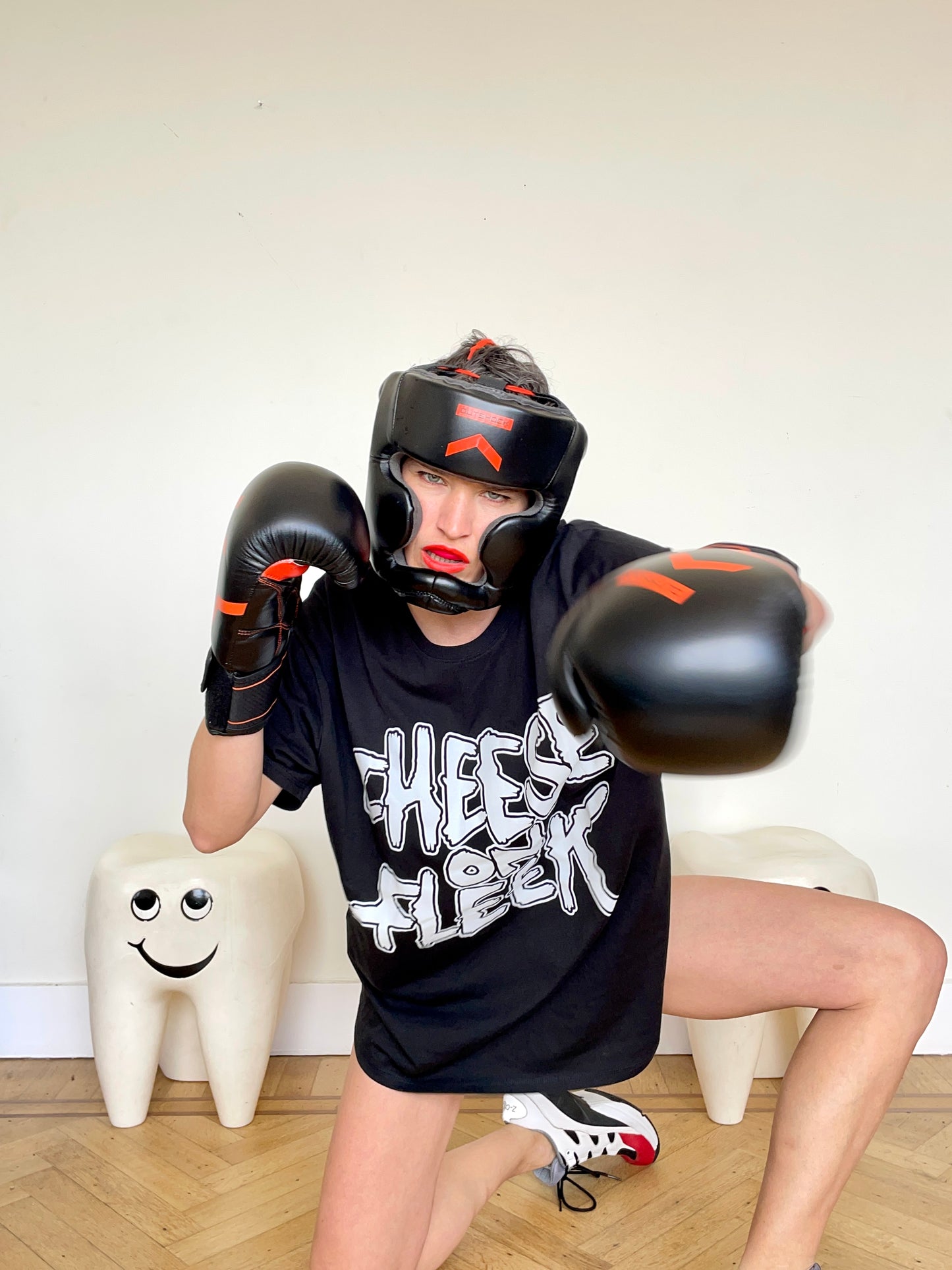 Jean-Paul Lespagnard "Cheese on Fleek" black cotton oversize t-shirt