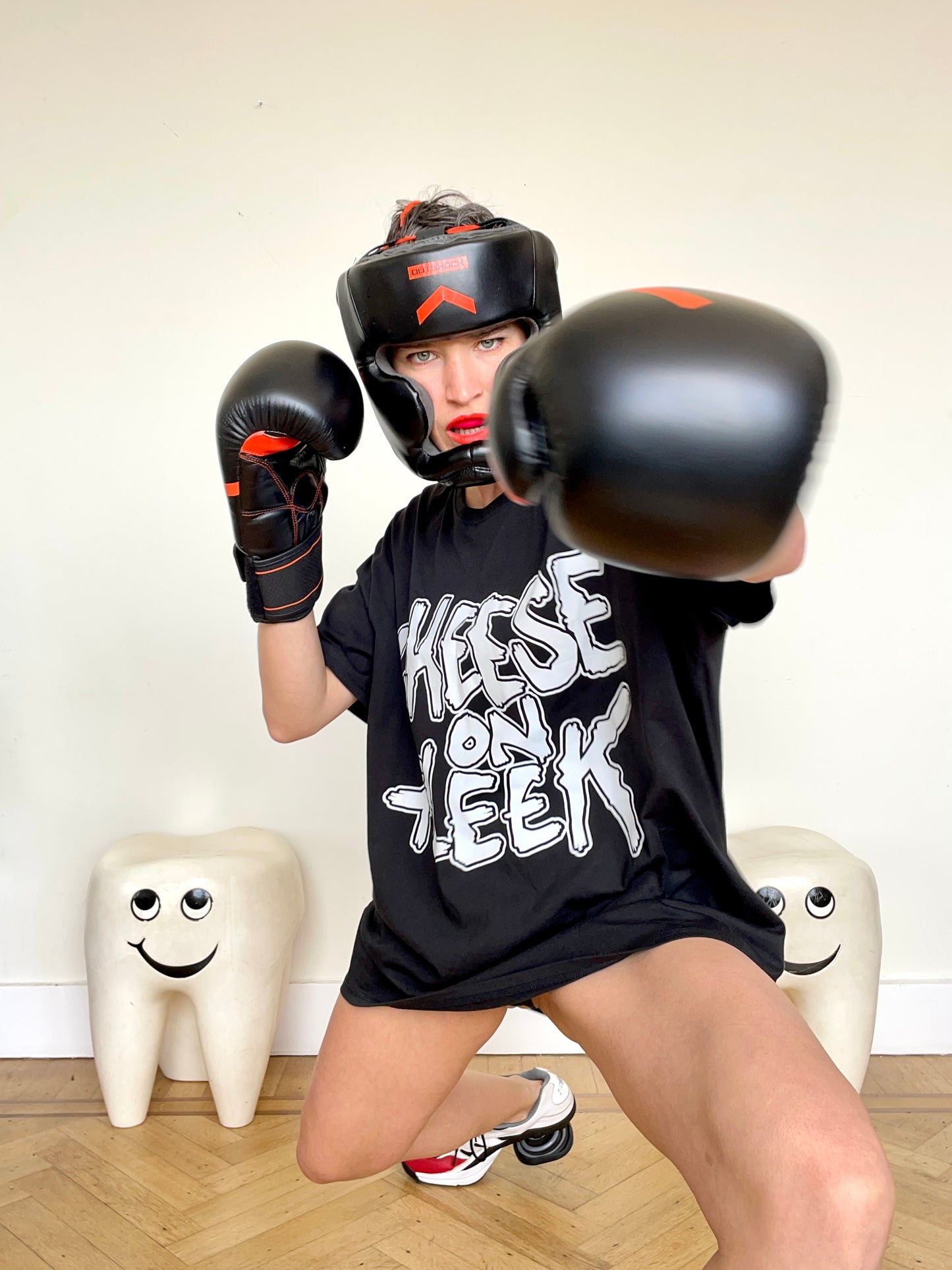 Jean-Paul Lespagnard "Cheese on Fleek" black cotton oversize t-shirt