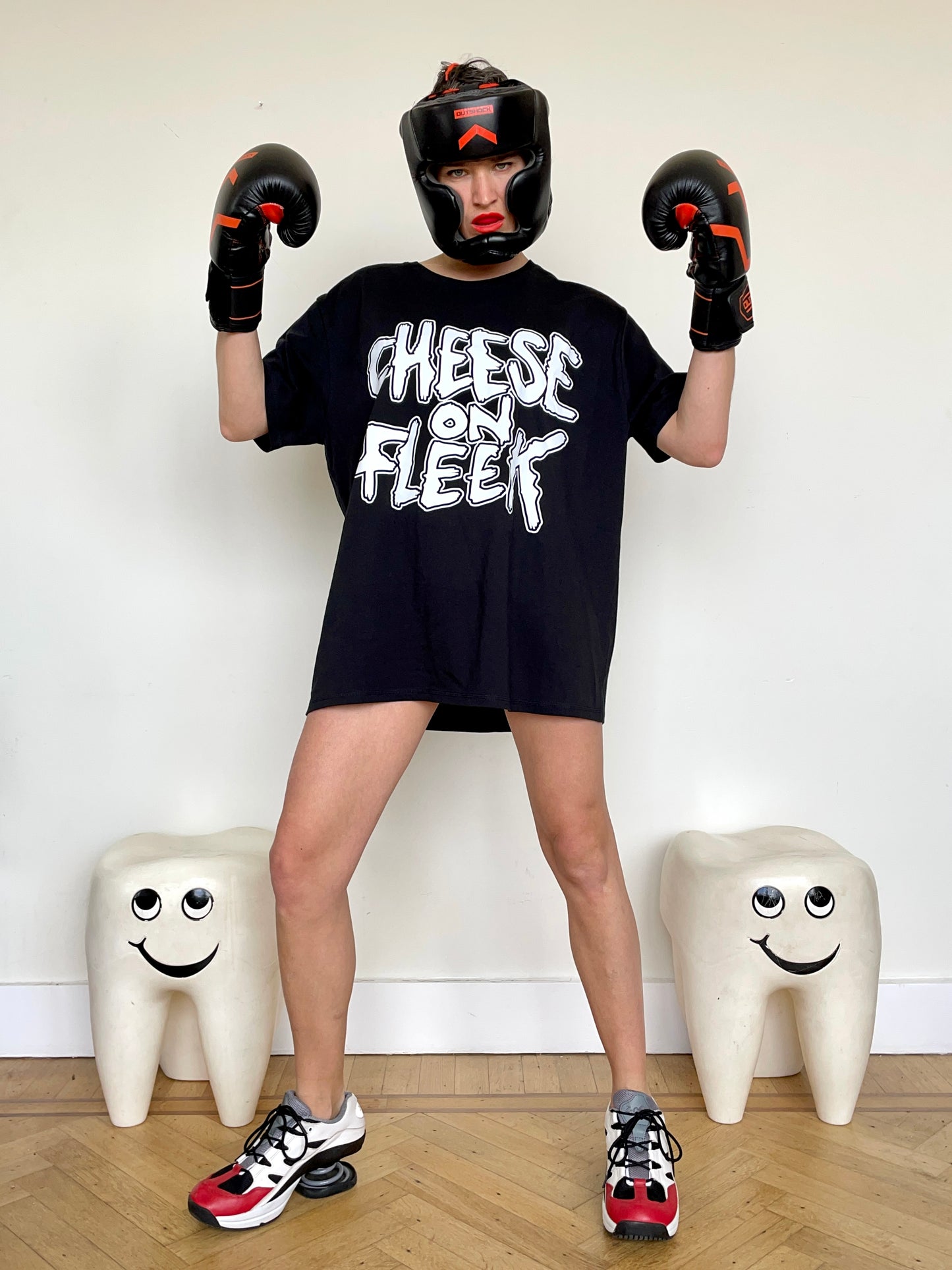 Jean-Paul Lespagnard "Cheese on Fleek" black cotton oversize t-shirt