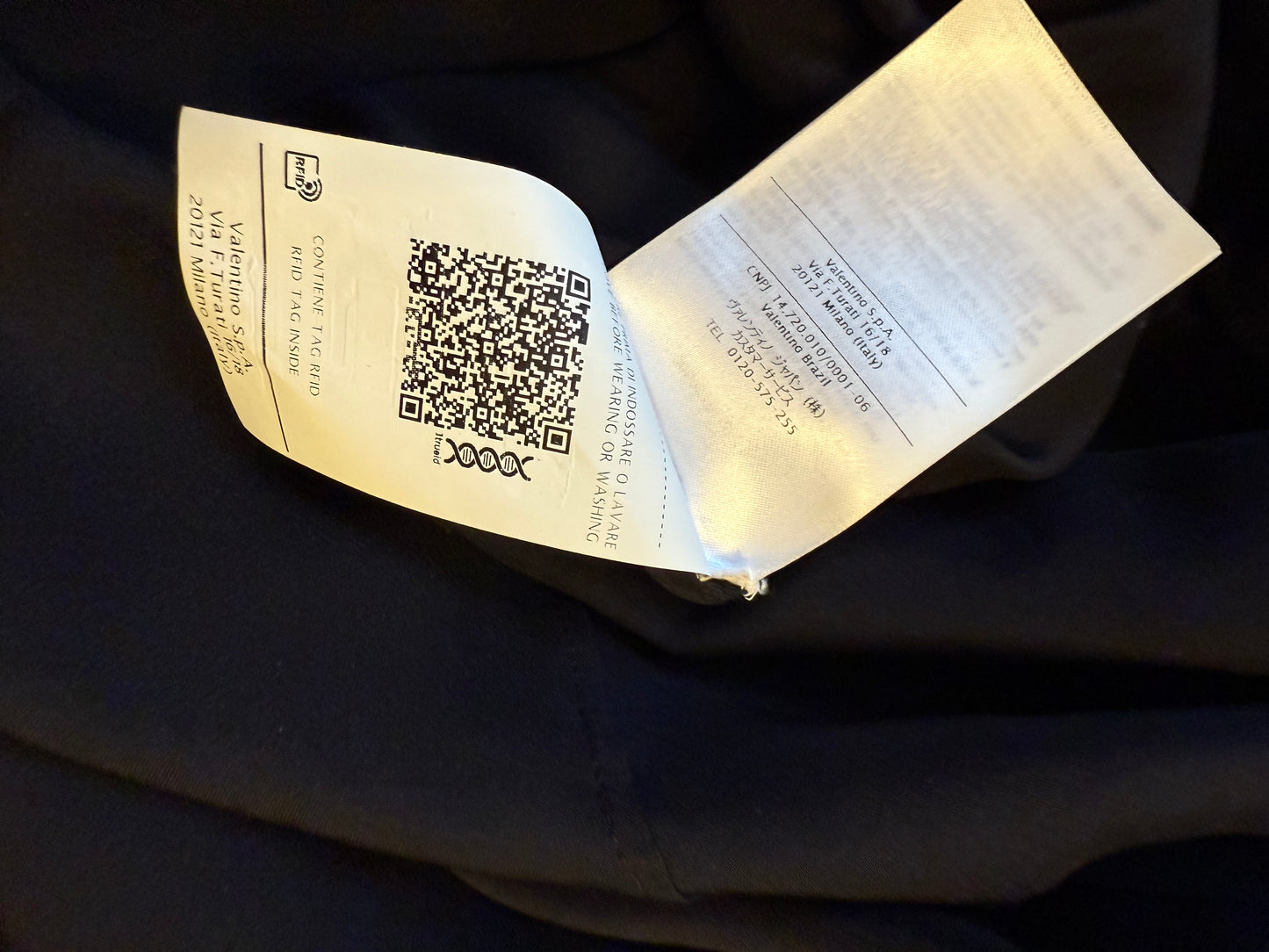 Valentino black slip on dress with lace trims and butterfly embroideries