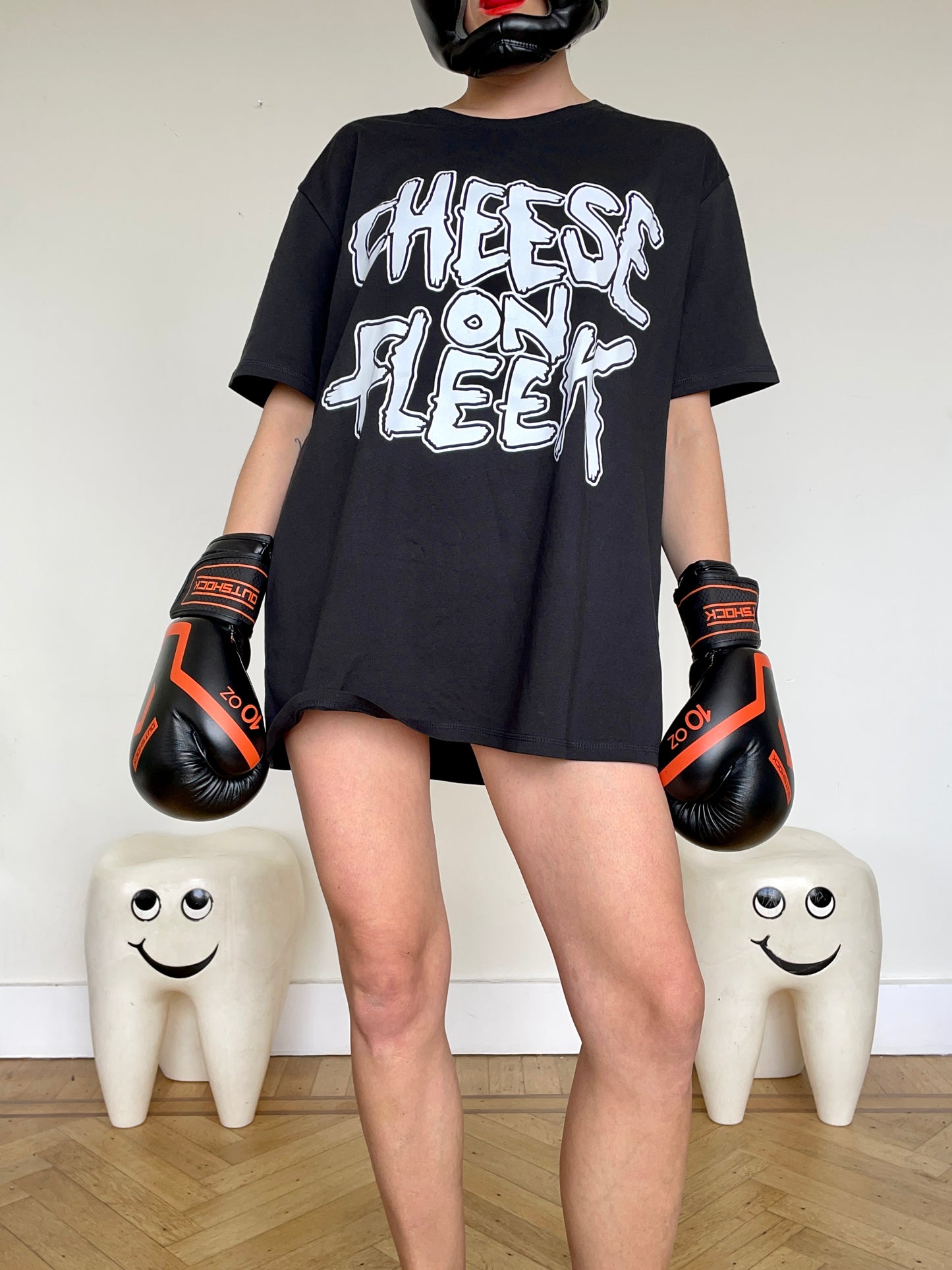 Jean-Paul Lespagnard "Cheese on Fleek" black cotton oversize t-shirt