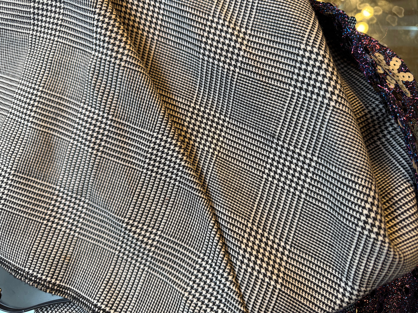 Comme des Garçons Spring 2008 glen check shirt with sequin sleeves and double hood