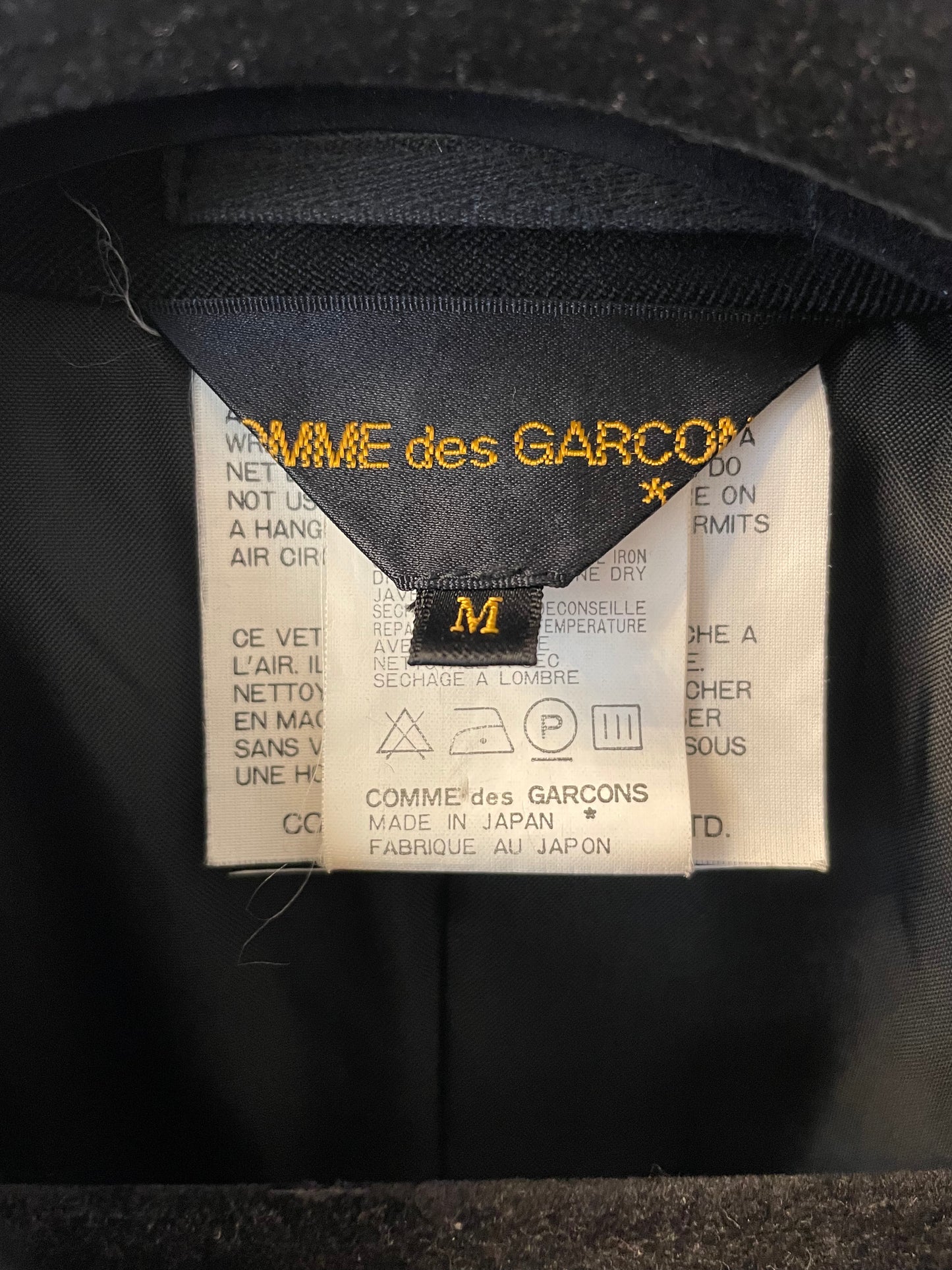 Comme des Garçons AD 1995 black wool coat with attached skirt