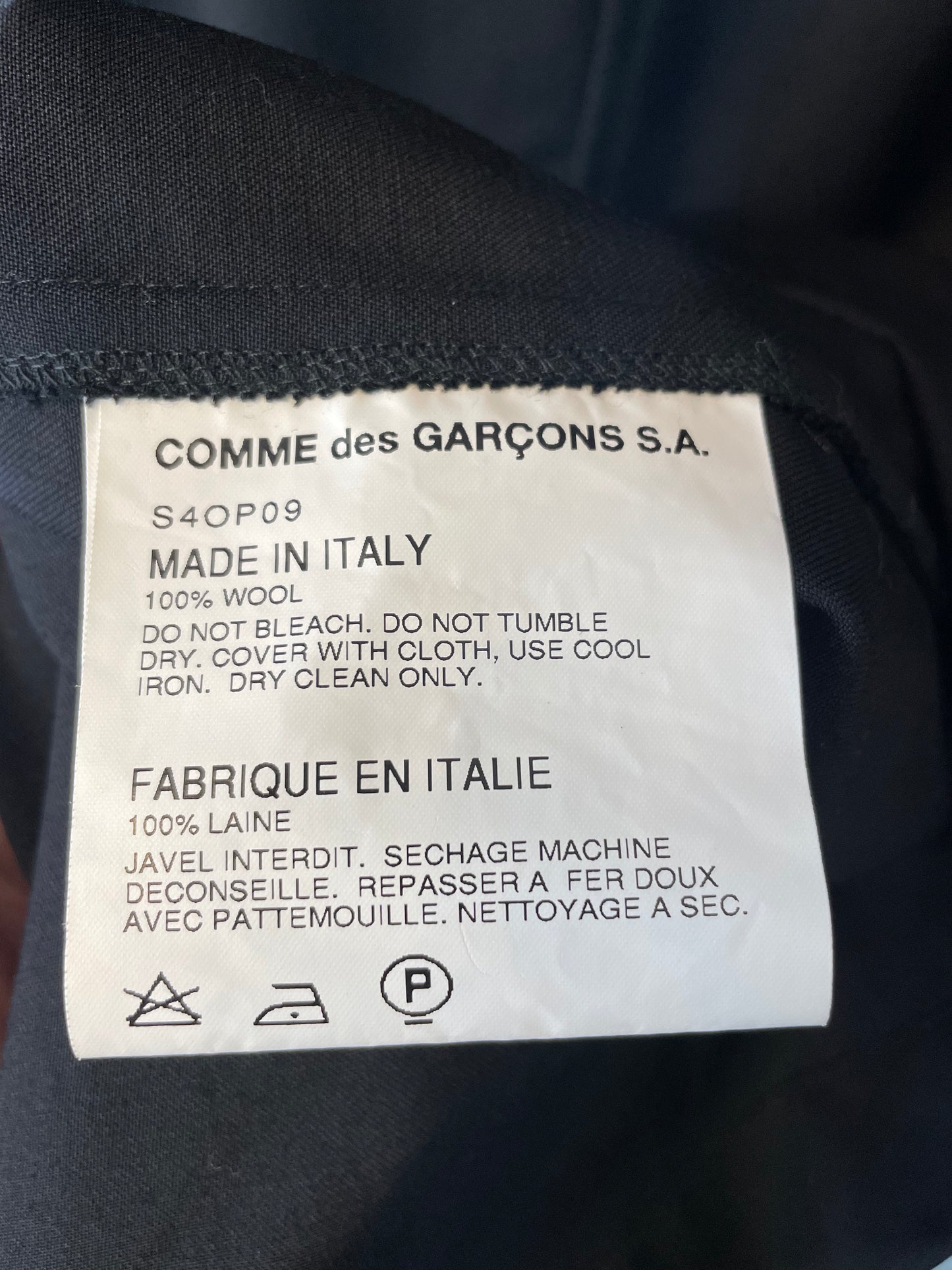Comme des Garçons 90's black wool tunic dress
