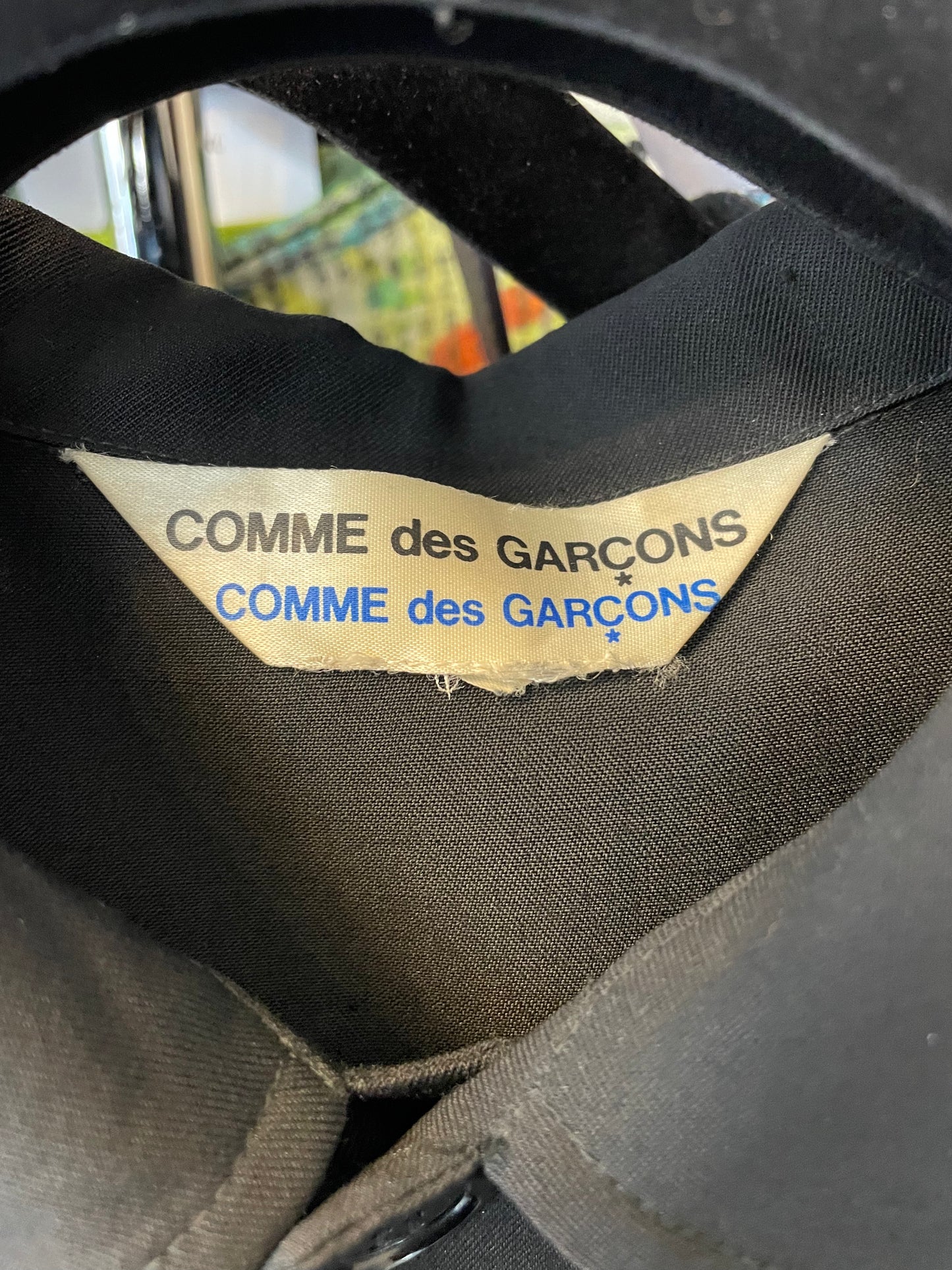 Comme des Garçons 90's black long light wool button down coat