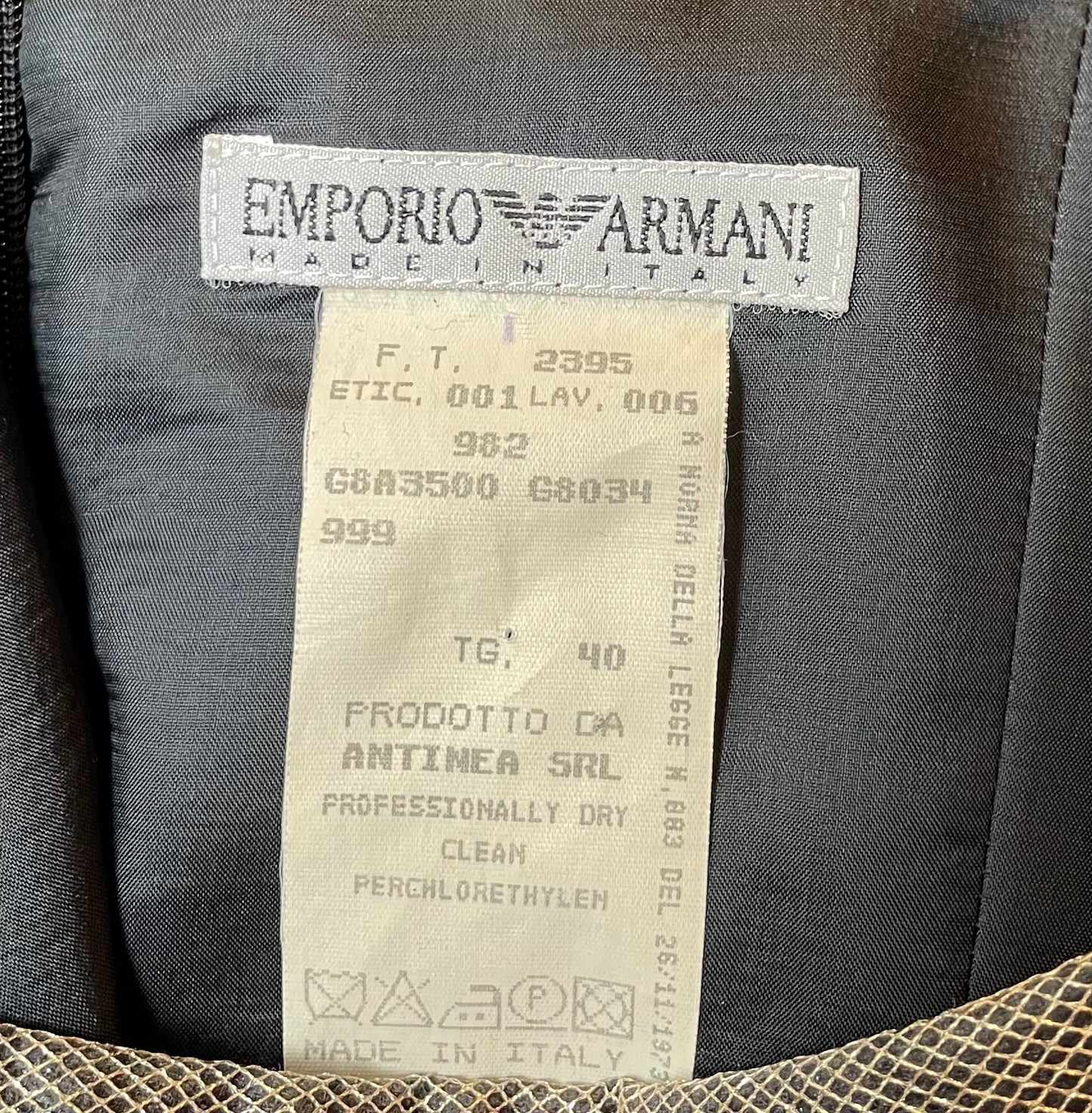 Emporio Armani 2000's black bustier dress with golden belt detail