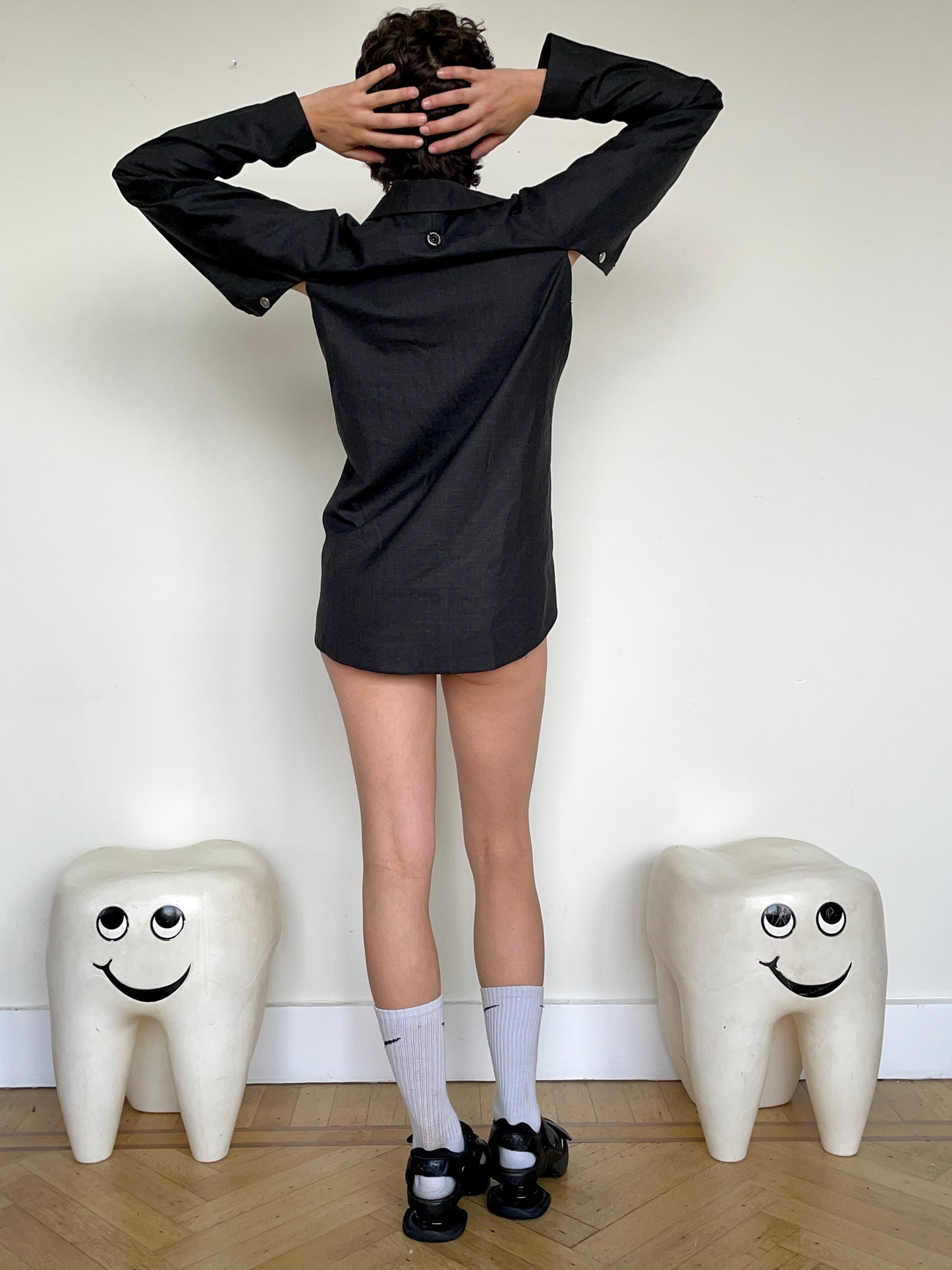 Jean-Paul Lespagnard grey transformable blazer with open armpits