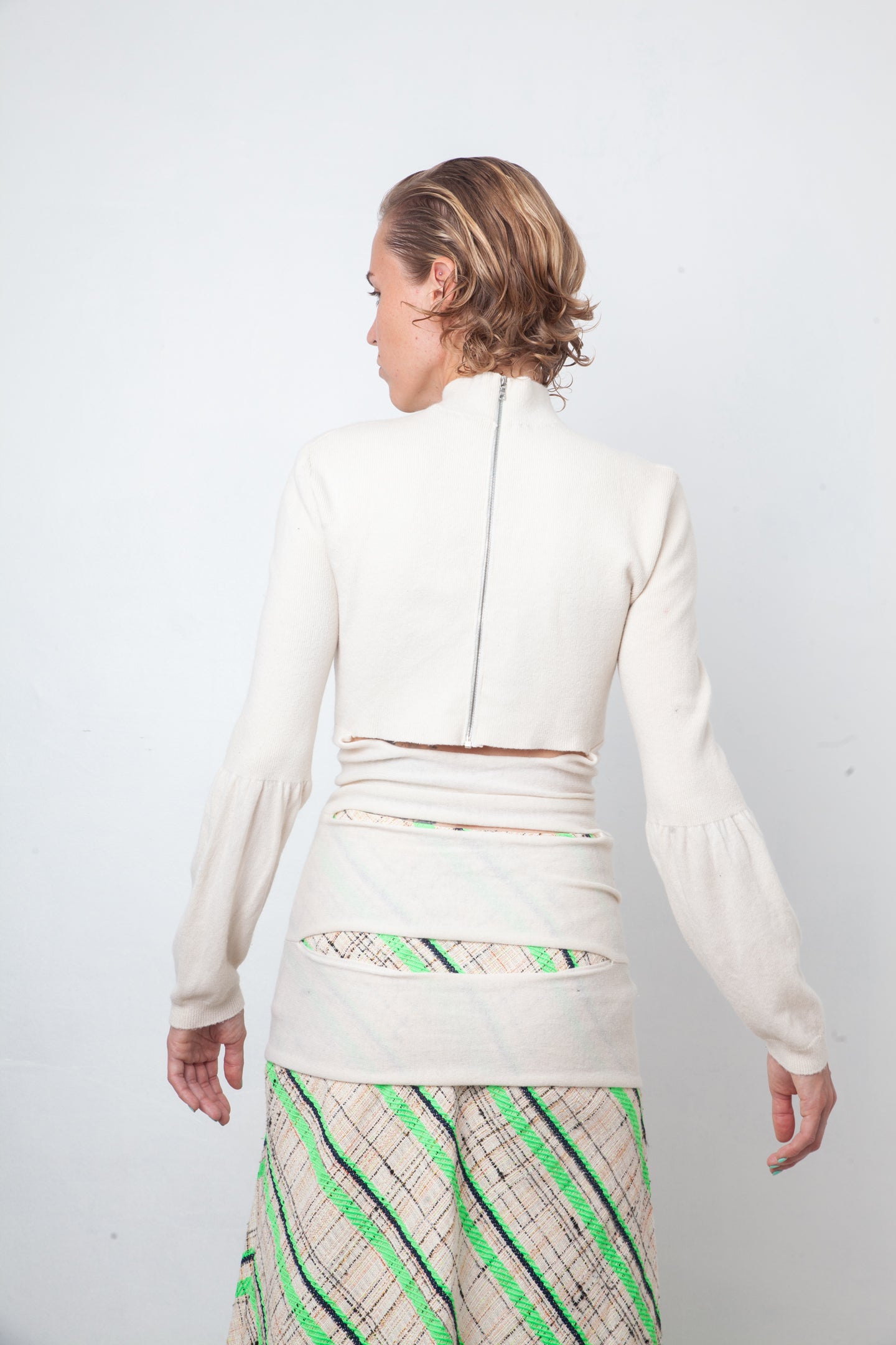 Nina Ricci 2000's cream slashed wool sweater