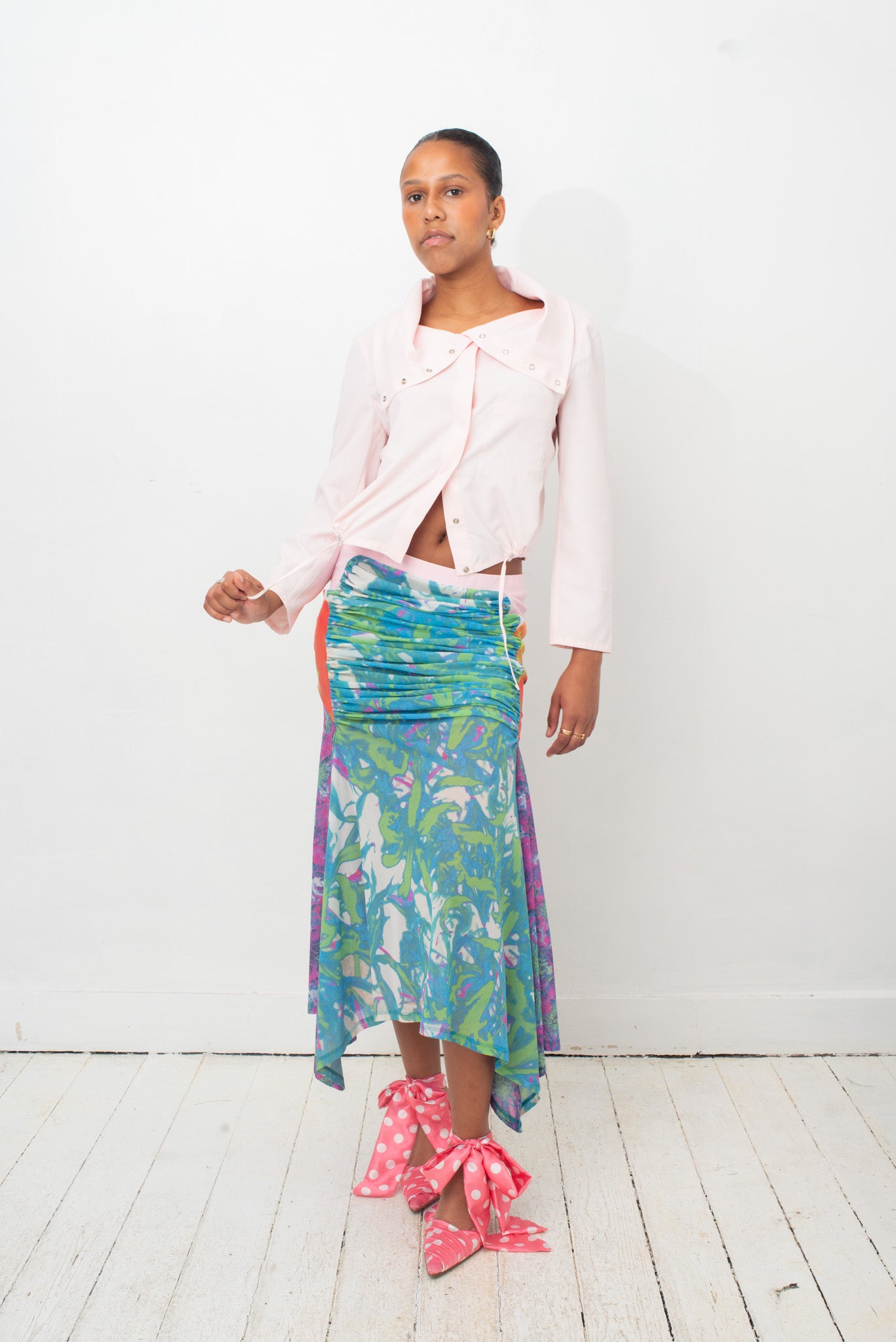 Issey Miyake SS 2002 multicolor draped skirt