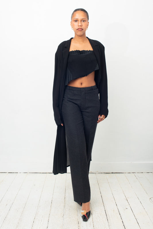 Yohji Yamamoto asymmetric black sheer long jacket