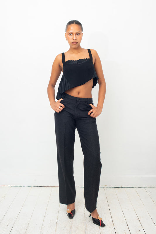 Dirk Bikkembergs 2000's asymmetric pleats and wool black crop top.