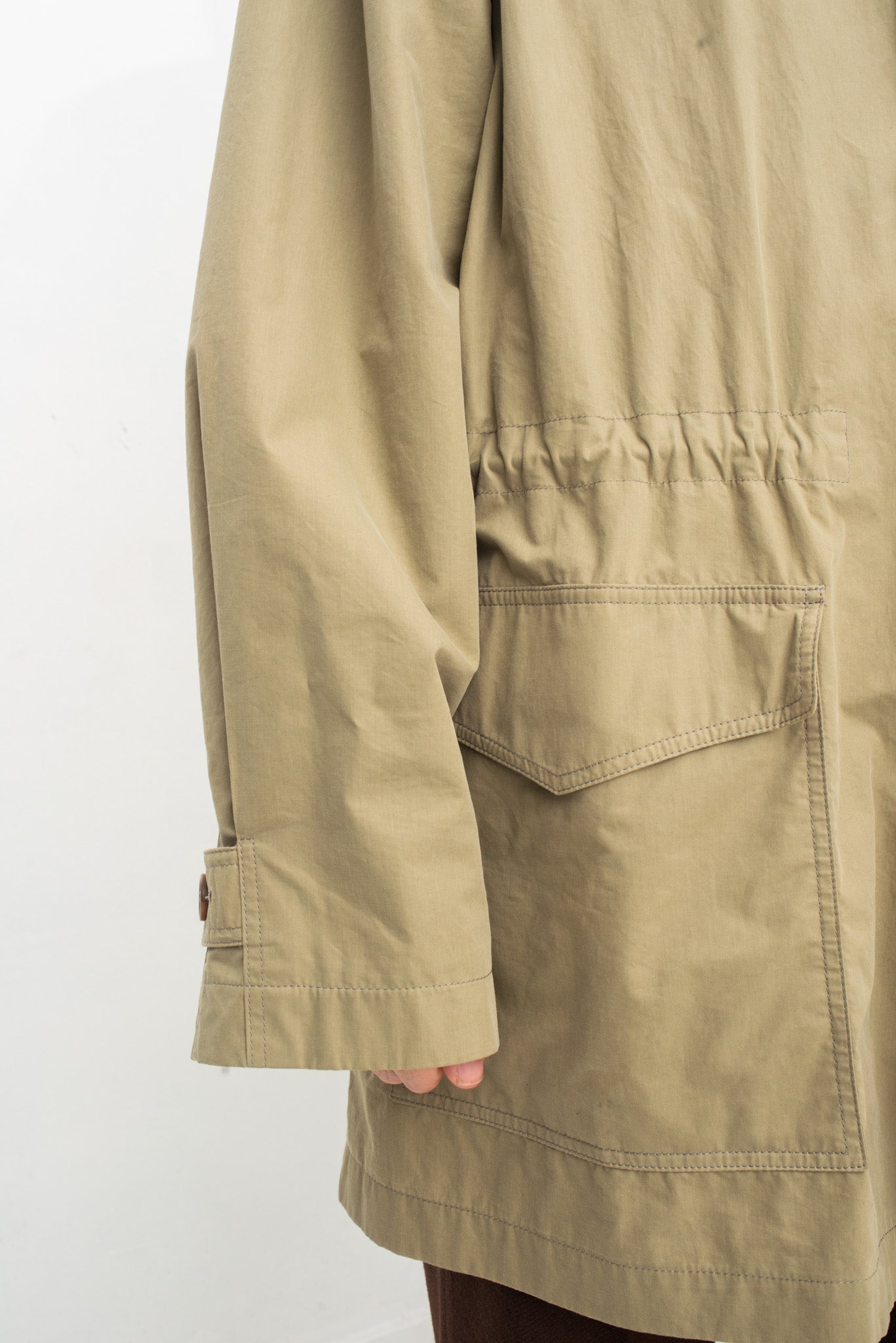 Giorgio Armani 90's grayish green waxed cotton coat with hood
