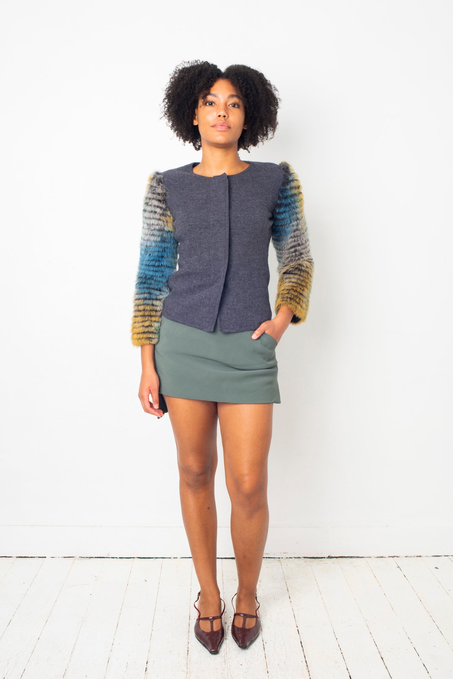 Rick Owens SS 2011 "Anthem" sage green mini short/skirt