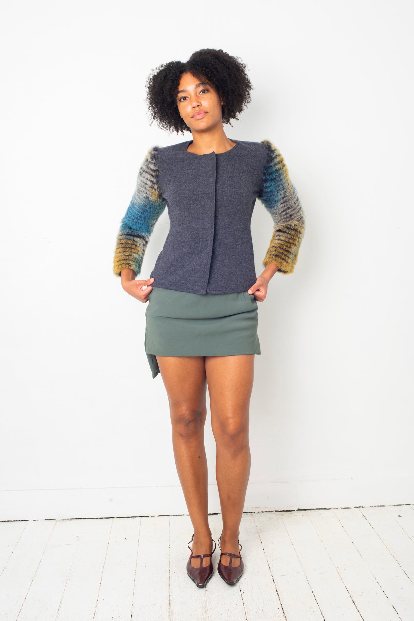 Rick Owens SS 2011 "Anthem" sage green mini short/skirt