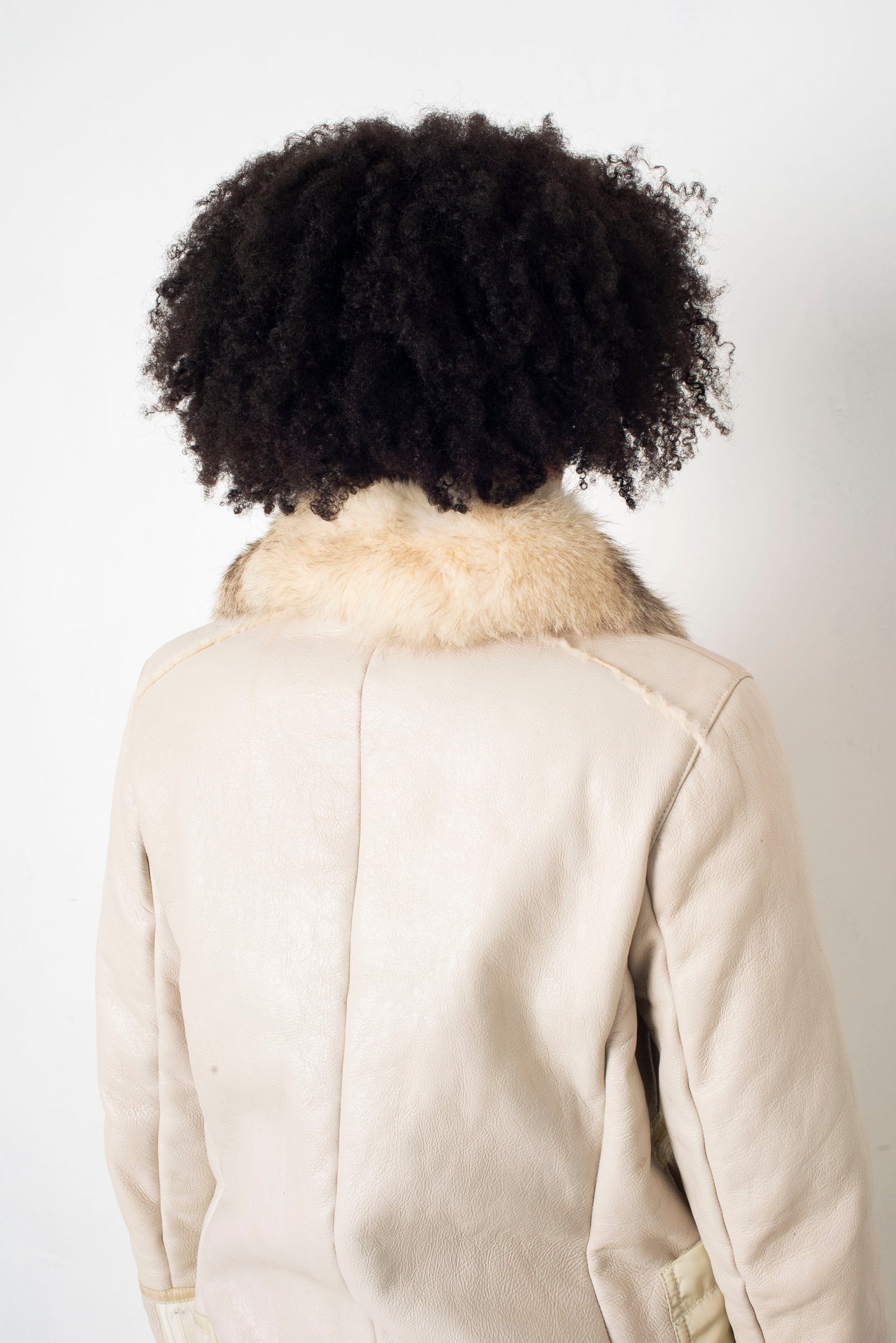 Prada linea rossa 2007 dyed shearling leather coat with fox collar and nylon pockets