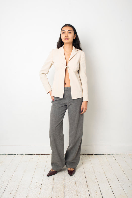 Prada 2000's cream blazer with leather string closure