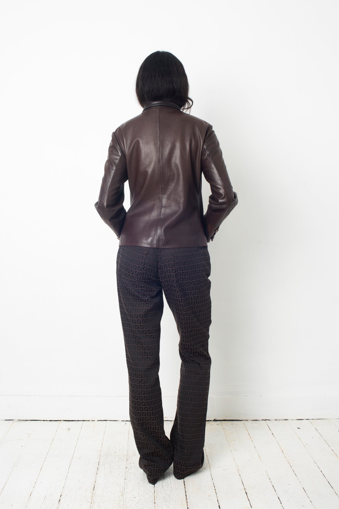 Jil Sander 2000's brown leather jacket with mandarin collar