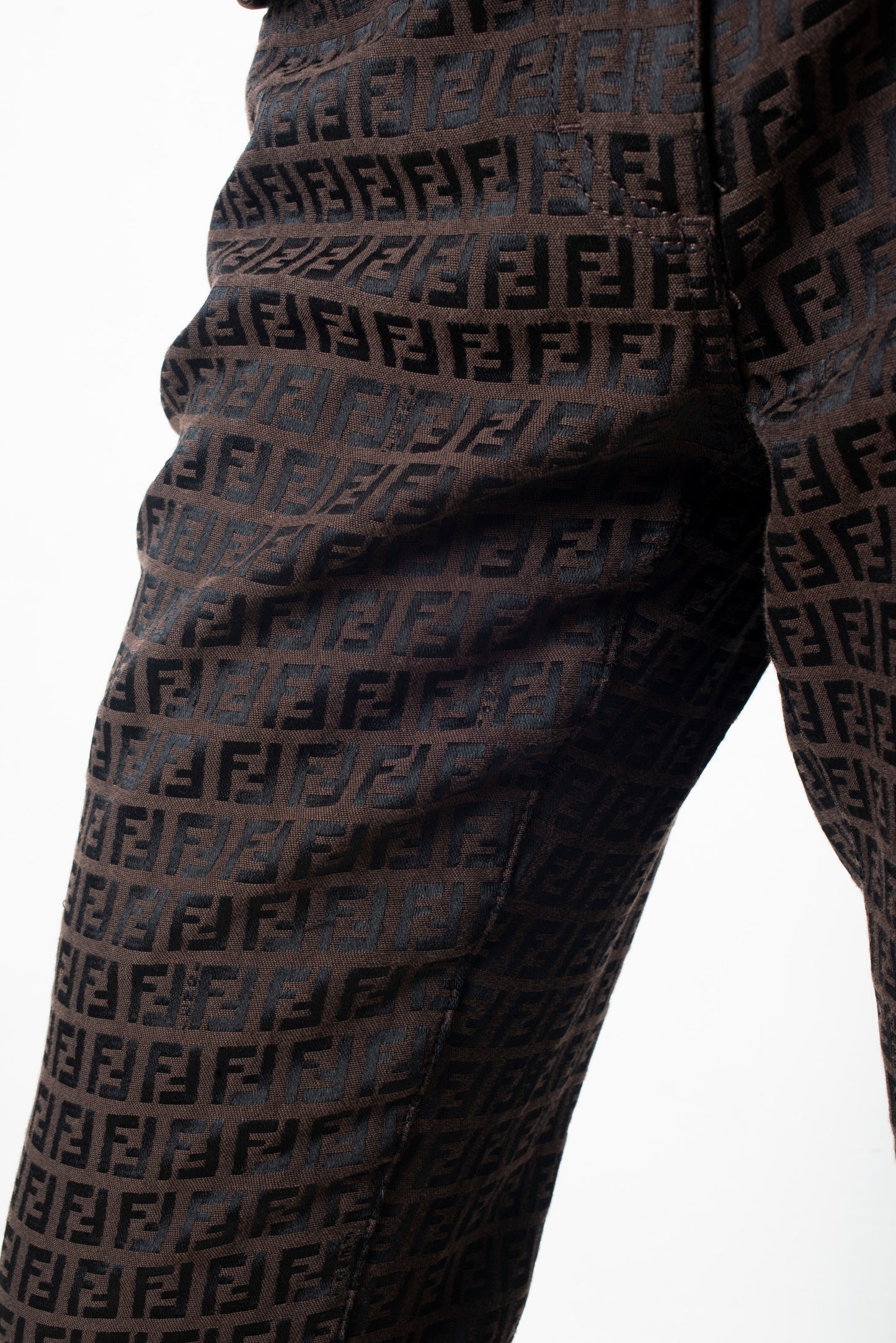 Fendi 90's brown denim monogram trousers