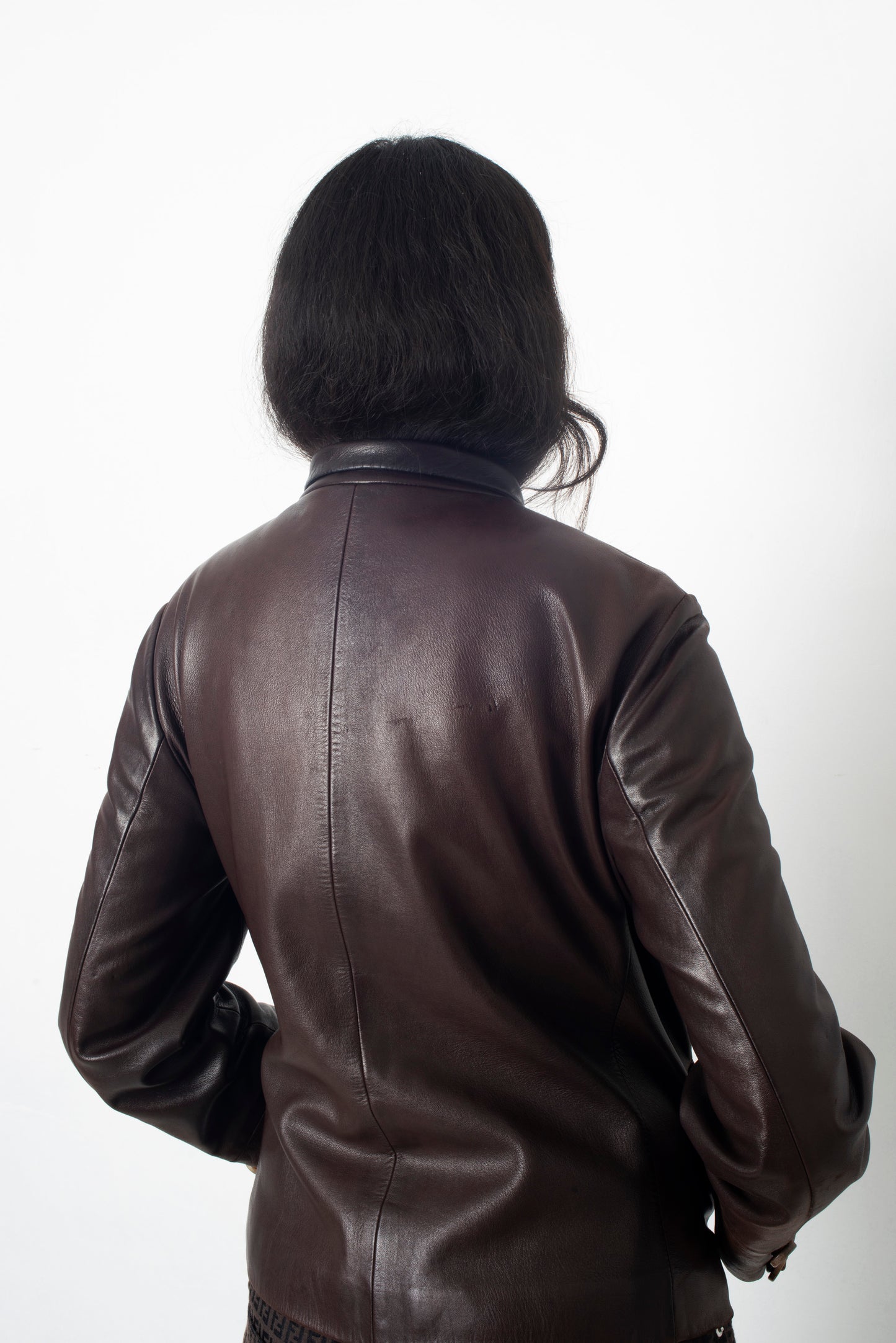 Jil Sander 2000's brown leather jacket with mandarin collar